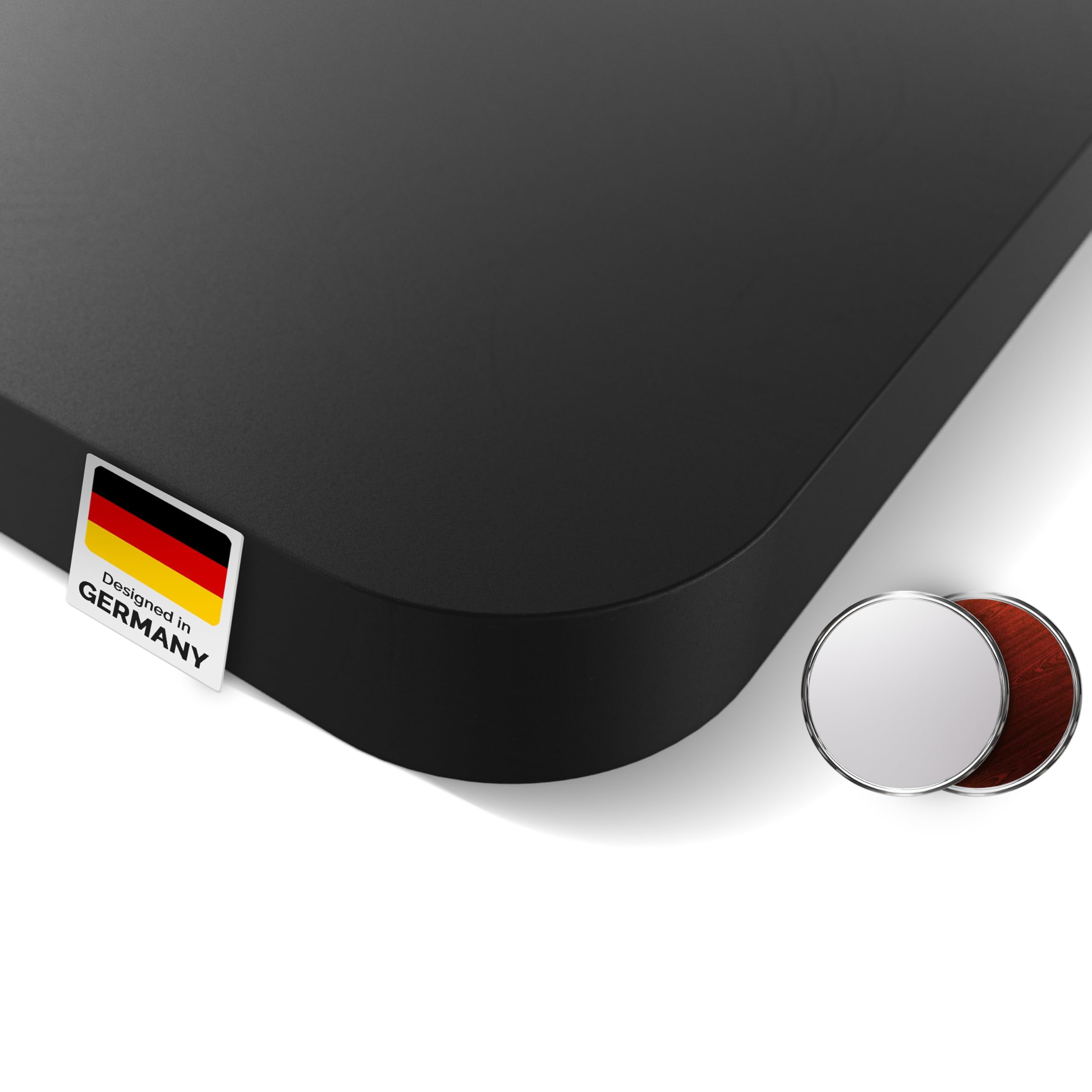 Tischplatte 180x80 cm (Schwarz) - Kratzfeste Schreibtischplatte 25 mm mit Melaminbeschichtung, langlebige und robuste Arbeitsplatte für höhenverstellbare Büro-Schreibtische und Esstische