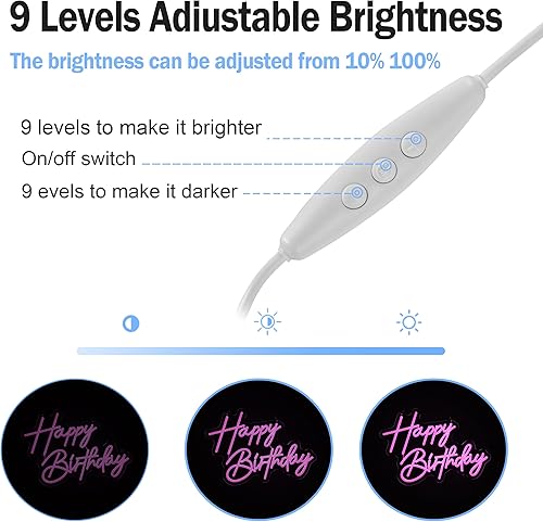 Miniatura 4 de Letrero de neón de feliz cumpleaños, luces de pared para cerveza, bar, club, dormitorio, hotel, pub, cafetería, boda, fiesta de cumpleaños, regalos