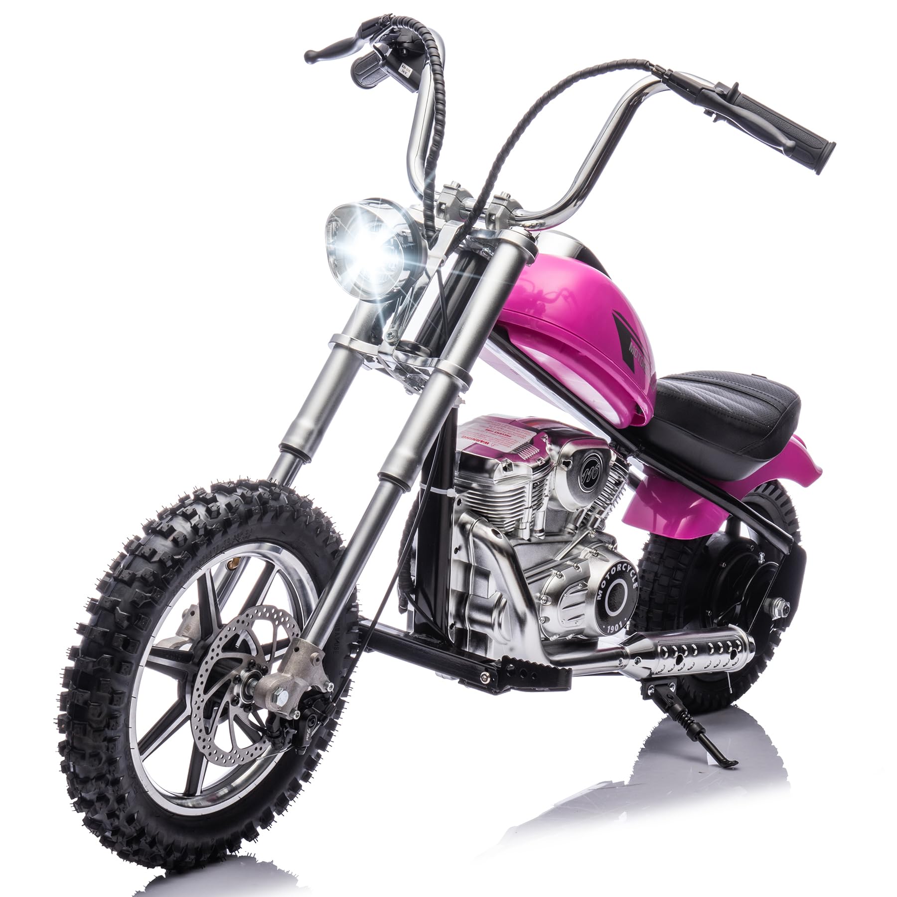JoyWheels 36V Electric Motorcycle for Kids, 350W Motor Electric Dirt Retro Bike with Headlights, Leather Seat, Max Speed Up 13.67 Mph, Max Weight