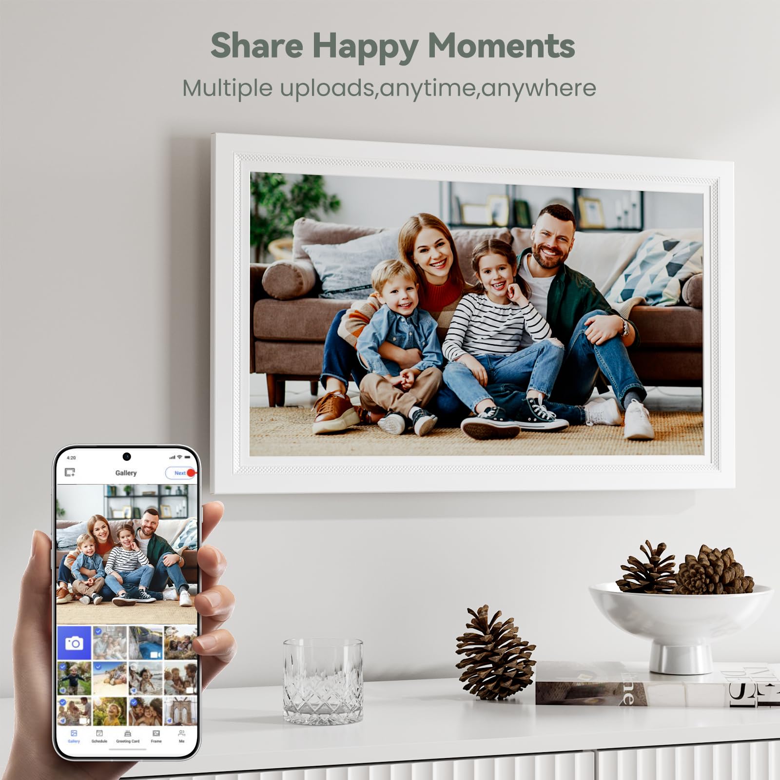 Digitaler Kalender, elektronischer Kalender, Wand-Touchscreen, ECalendar-Planer mit digitalem Bilderrahmen für Familien-Organizer, automatische Synchronisierung mit Familienplaner, Hausarbeit und