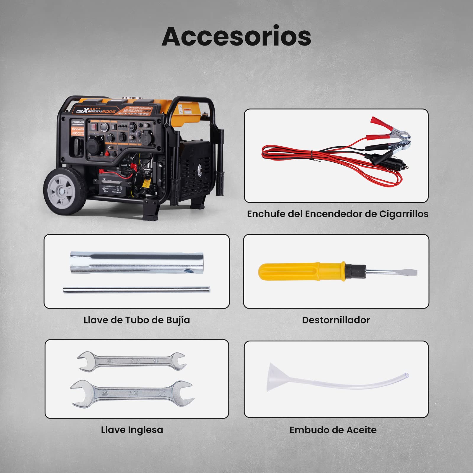 maXpeedingrods 5500W Inversor Generador con interfaz ATS Arranque Eléctrico | 4 Tiempos Estación de Energía con Paralelo, Generador de Gasolina con Salidas AC/DC/USB, 14.5L tanque con tiempo
