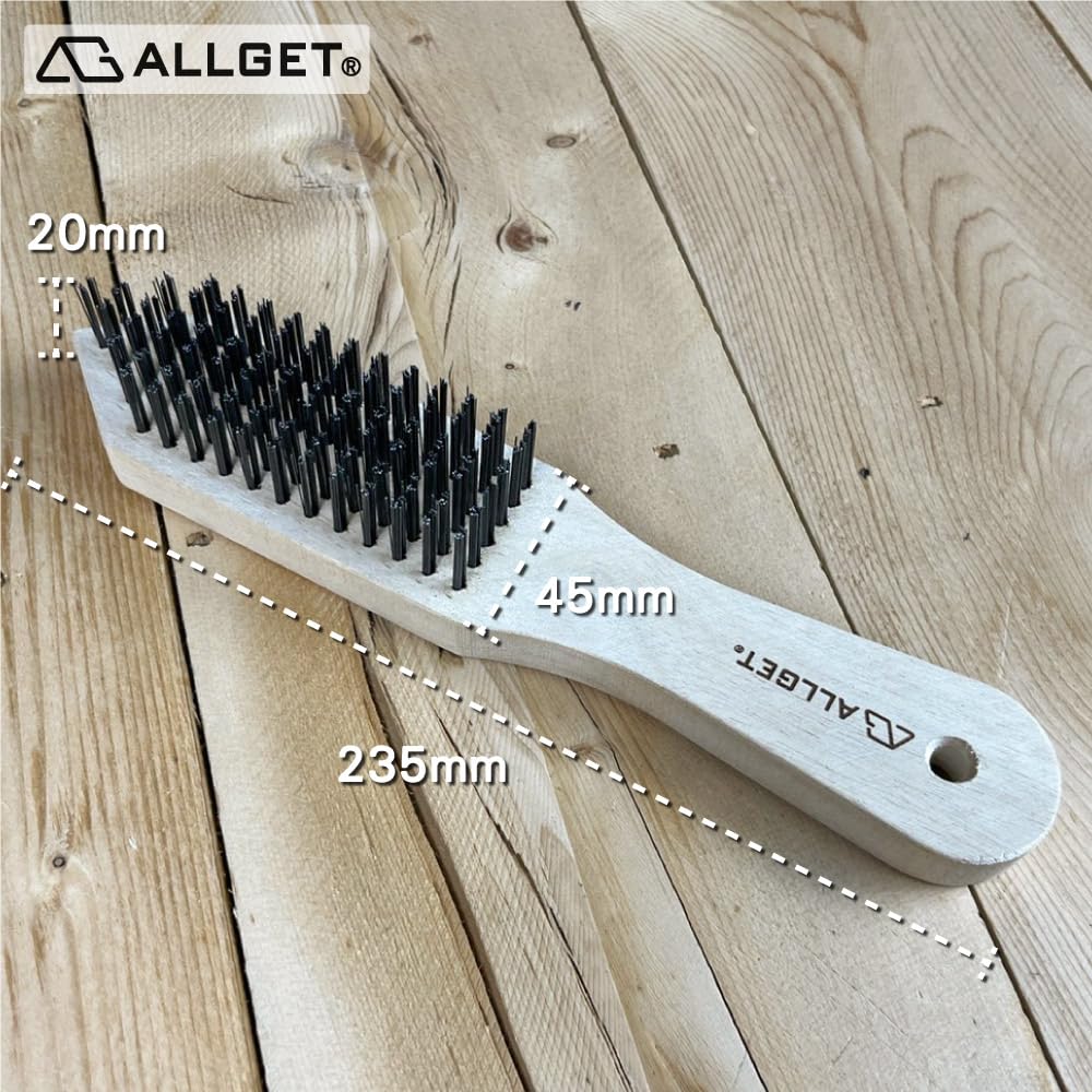 Cepillo de alambre de acero de alta dureza, 12 unidades, cepillo de alambre estilo espada, mango de madera, cepillo potente para limpieza, eliminación de óxido, eliminación de escoria de