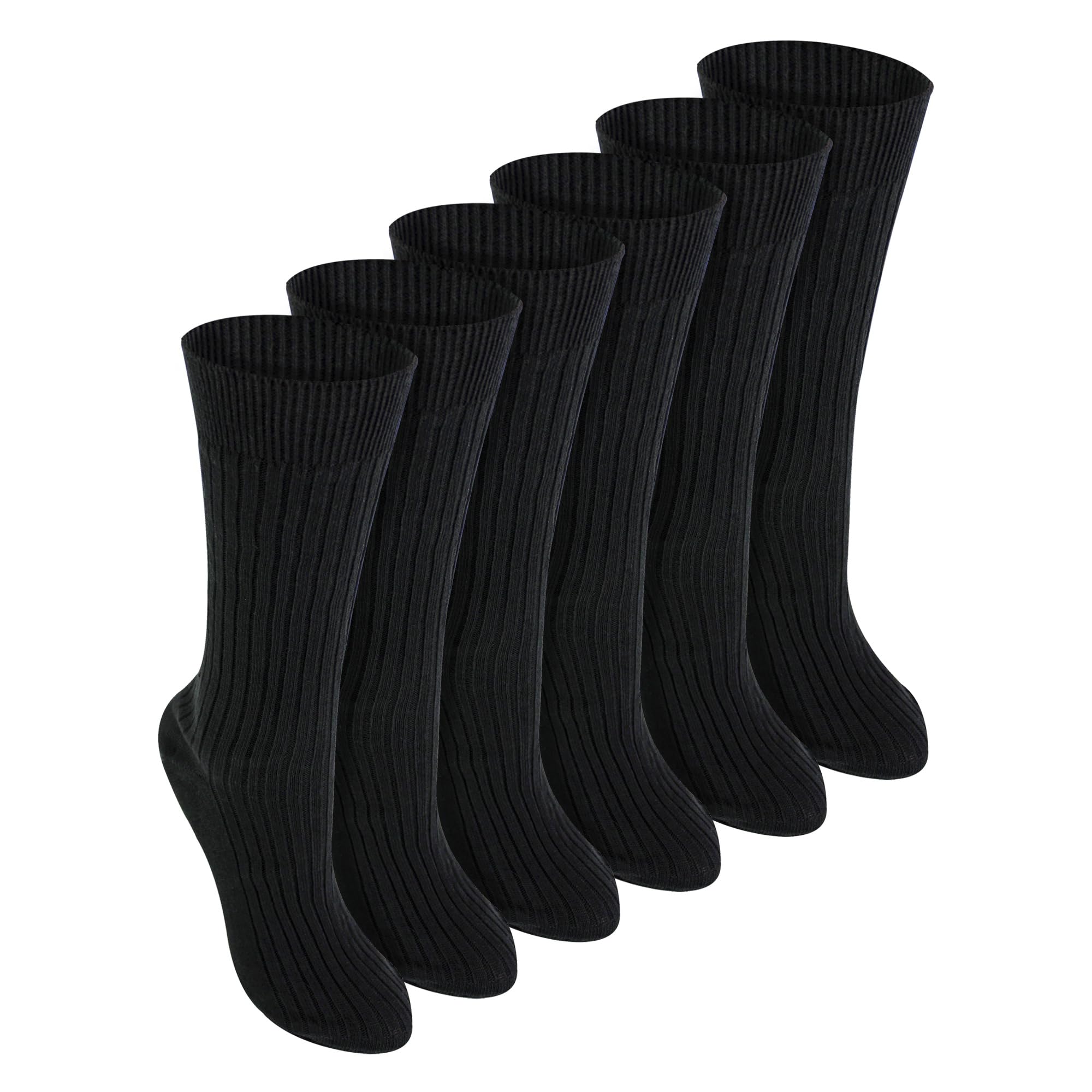 6 Pack Kids 100% Cotton Socks | Sock Snob | Ideal School Socks for Boys & Girls (8-11 Years, Black)