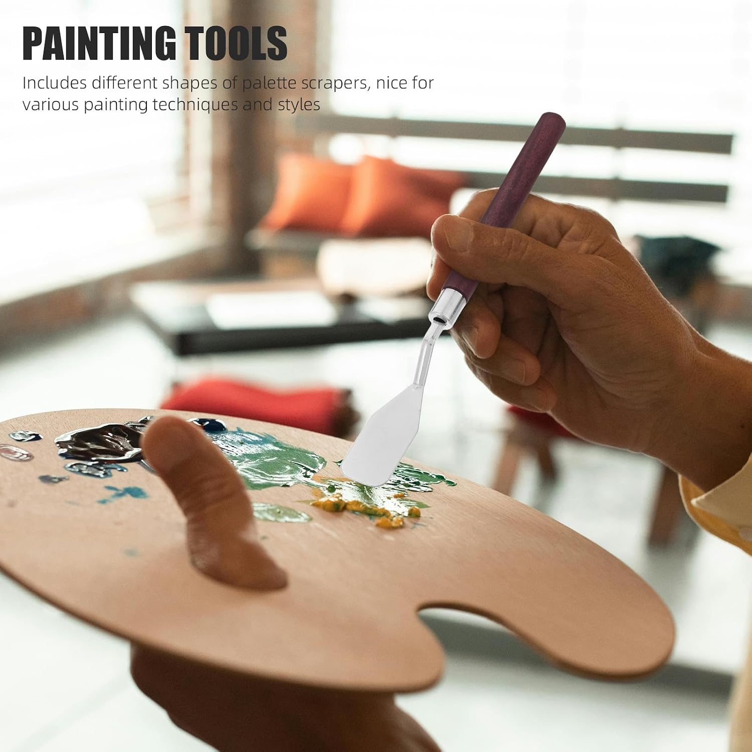 COHEALI 3pcs Painting Scraping Knives Set Metal and Wood Palette Knives for Oil Paints and Acrylics, for Texturing and Mixing in Artwork and Painting Process
