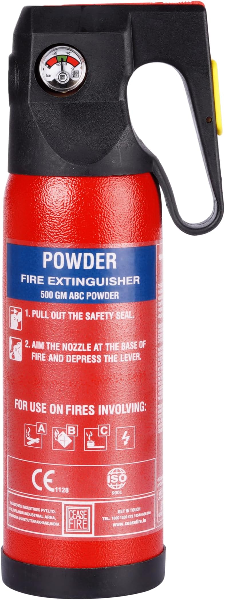 Cease FIRE Powder Based Car & Home Fire Extinguisher (Red) - 500 GM