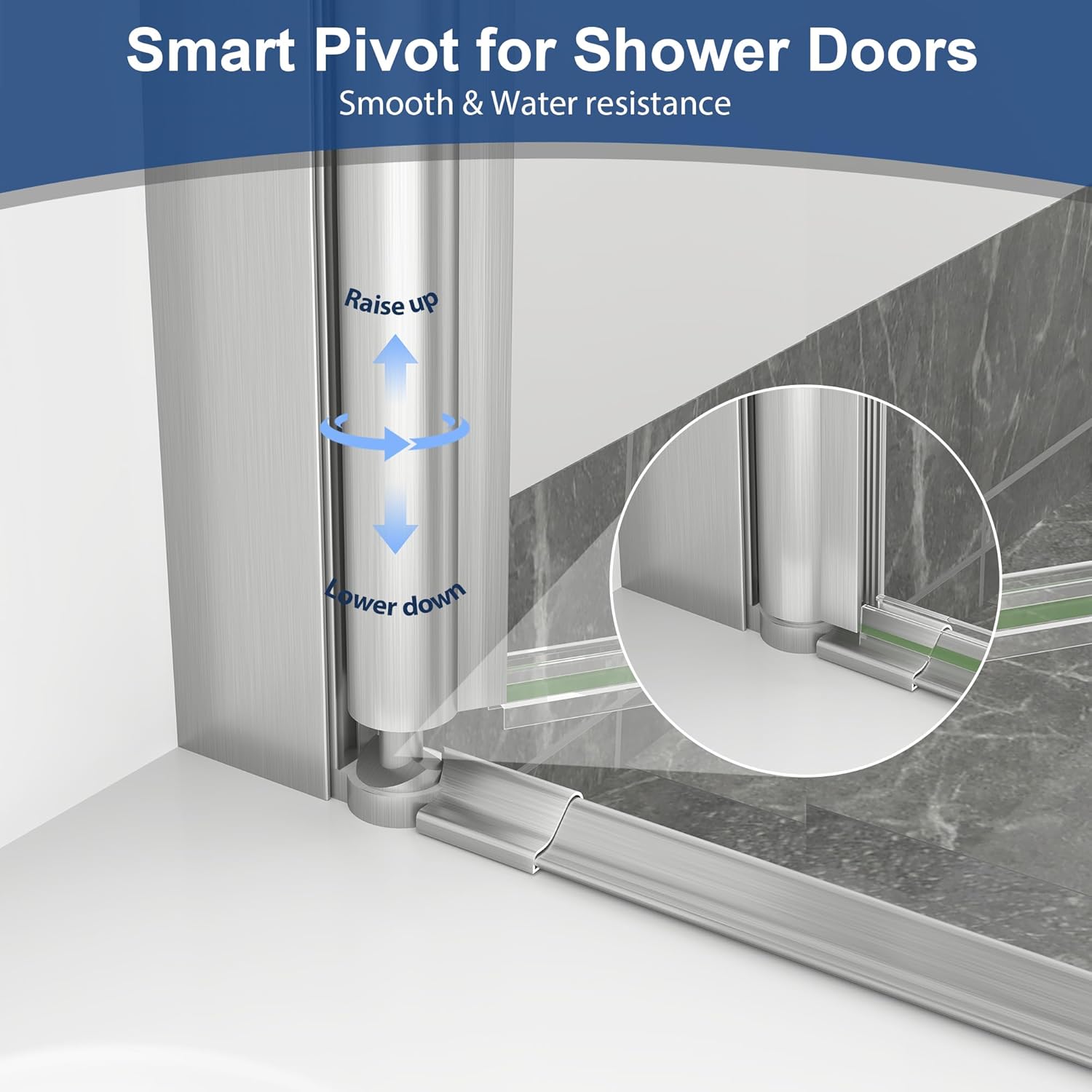 KPUY Pivot Shower Door, 34-36" W x 72" H Frameless Single Swing Glass Shower Door with Explosion-Proof Film Nano Coating, 1/4" (6mm) Thick Tempered Clear Glass, Brushed Nickel