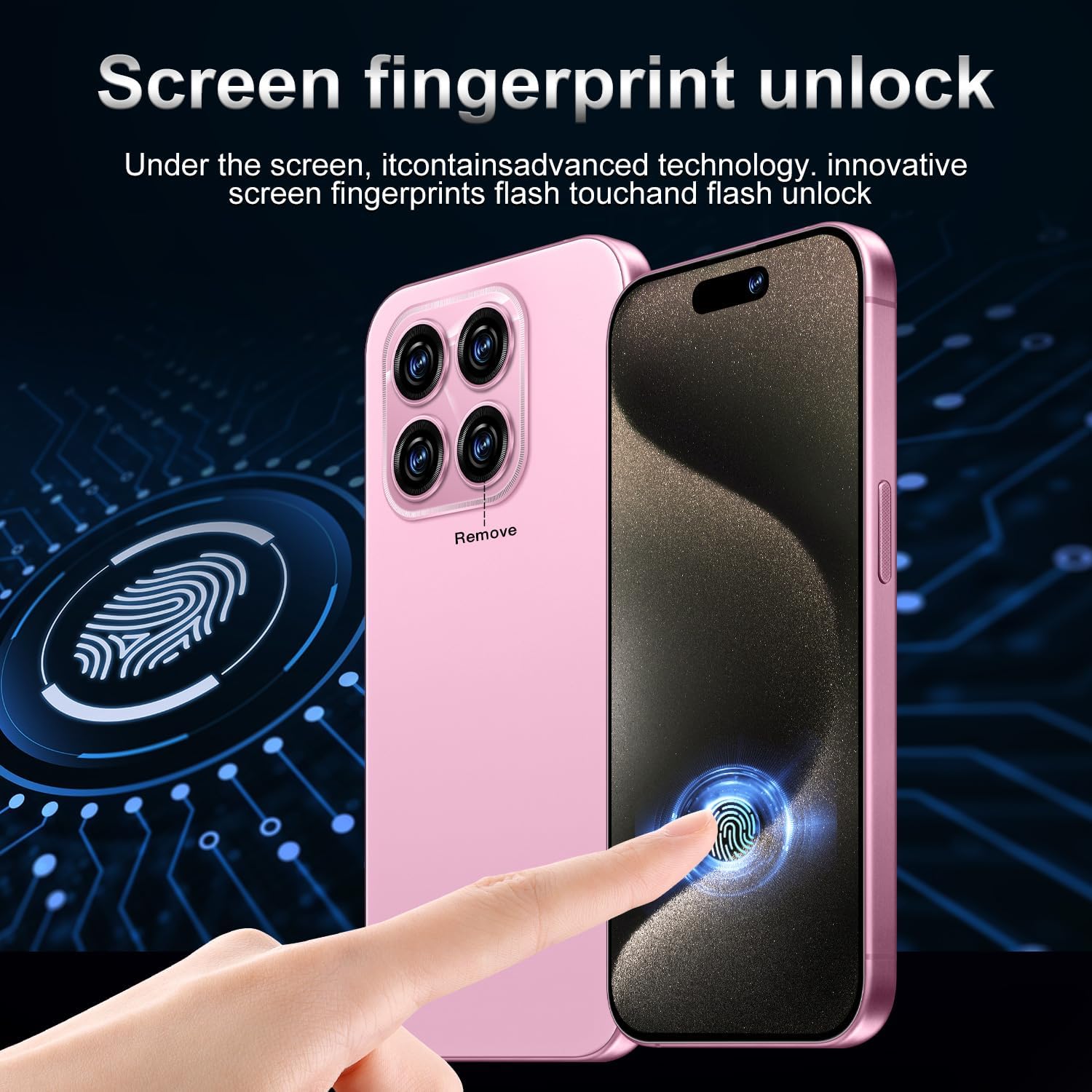 SZV 15PRO MA X 12+512GB Unlocked Cell Phone,Smartphone 6.85" HD Screen Unlocked Phones,Battery 7000mAh Android 13,5G/Face ID/Fingerprint Unlock/Dual SIM/GPS (Pink) image 4 of 6 B0F91ZRW1G