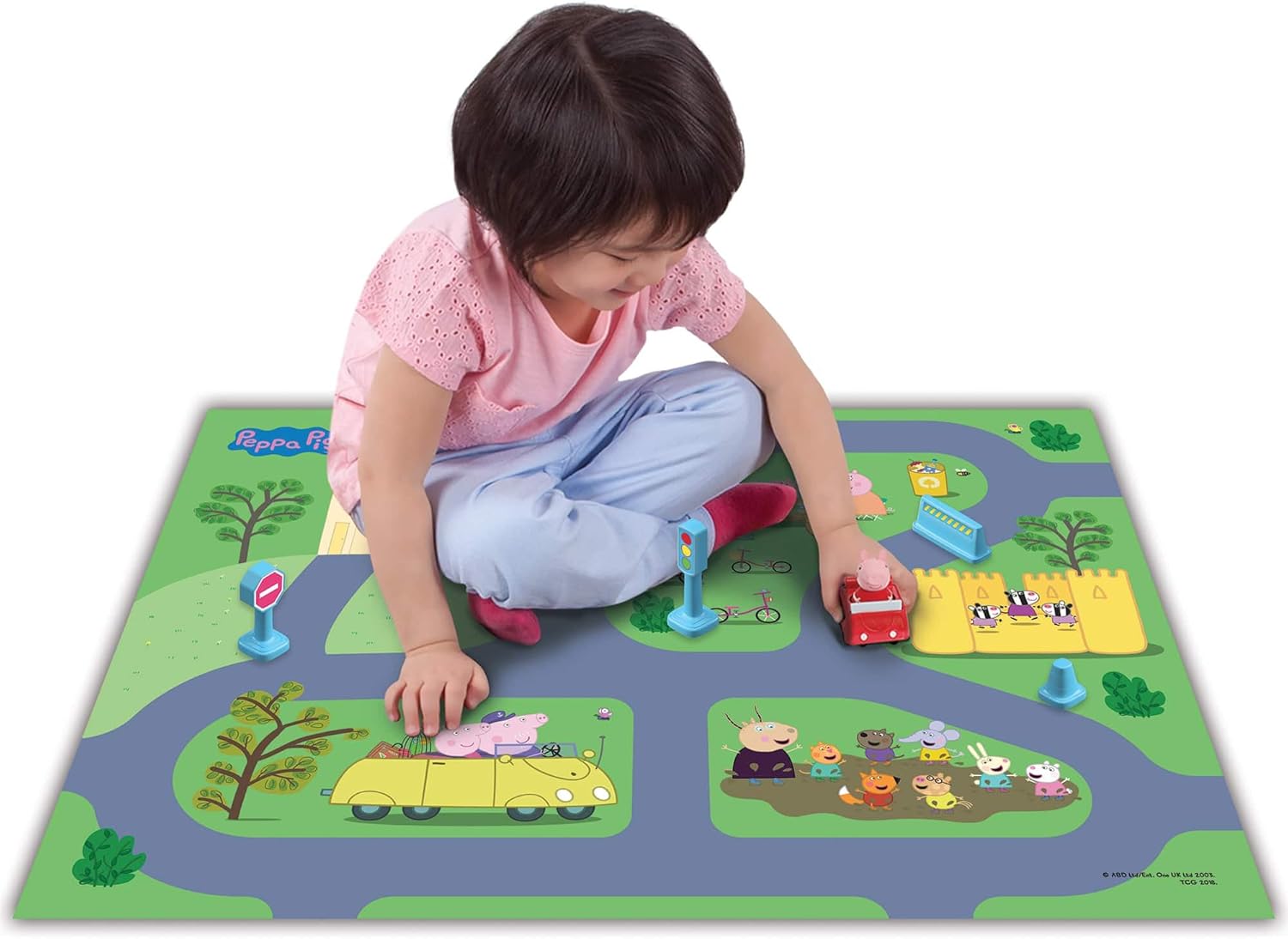 Imaginmat: Deluxe - Peppa Pig - Floor Playmat & Toy Car, 30.5 x 20.5, Character Vehicle & Road Accessories, Durable EVA Foam Mat, Licensed, Kids 3+