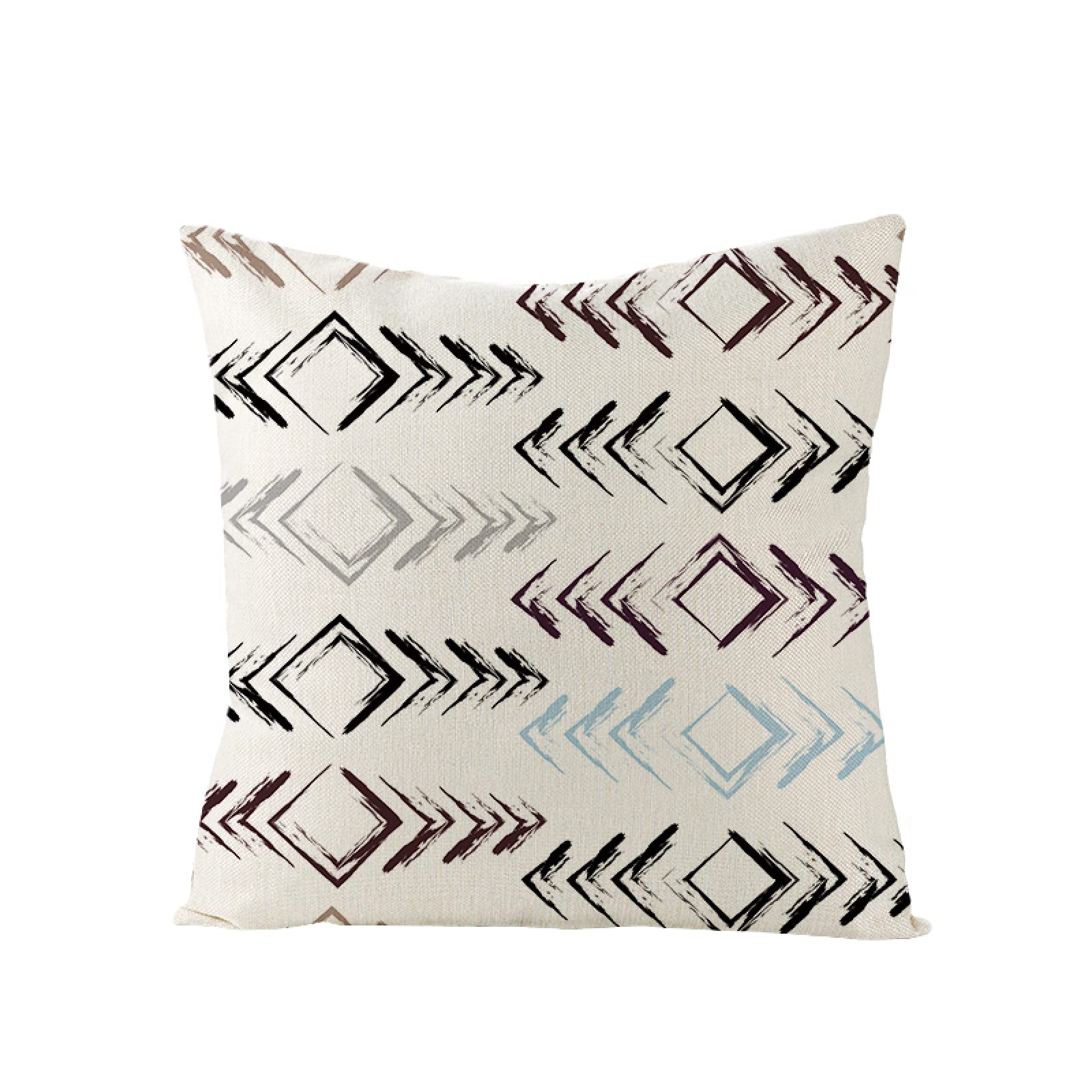 Sofa Fundas Cojines 60x60 Pack de 4 Cuadrado,Funda de Almohada Lino con Cremallera Invisible,Funda de Cojín Decoración para Hogar Sala Cama Jardín Silla Coche-geometría