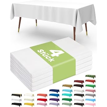 Pureegg Pack of 4 Disposable Plastic Tablecloths 54 x 108 White