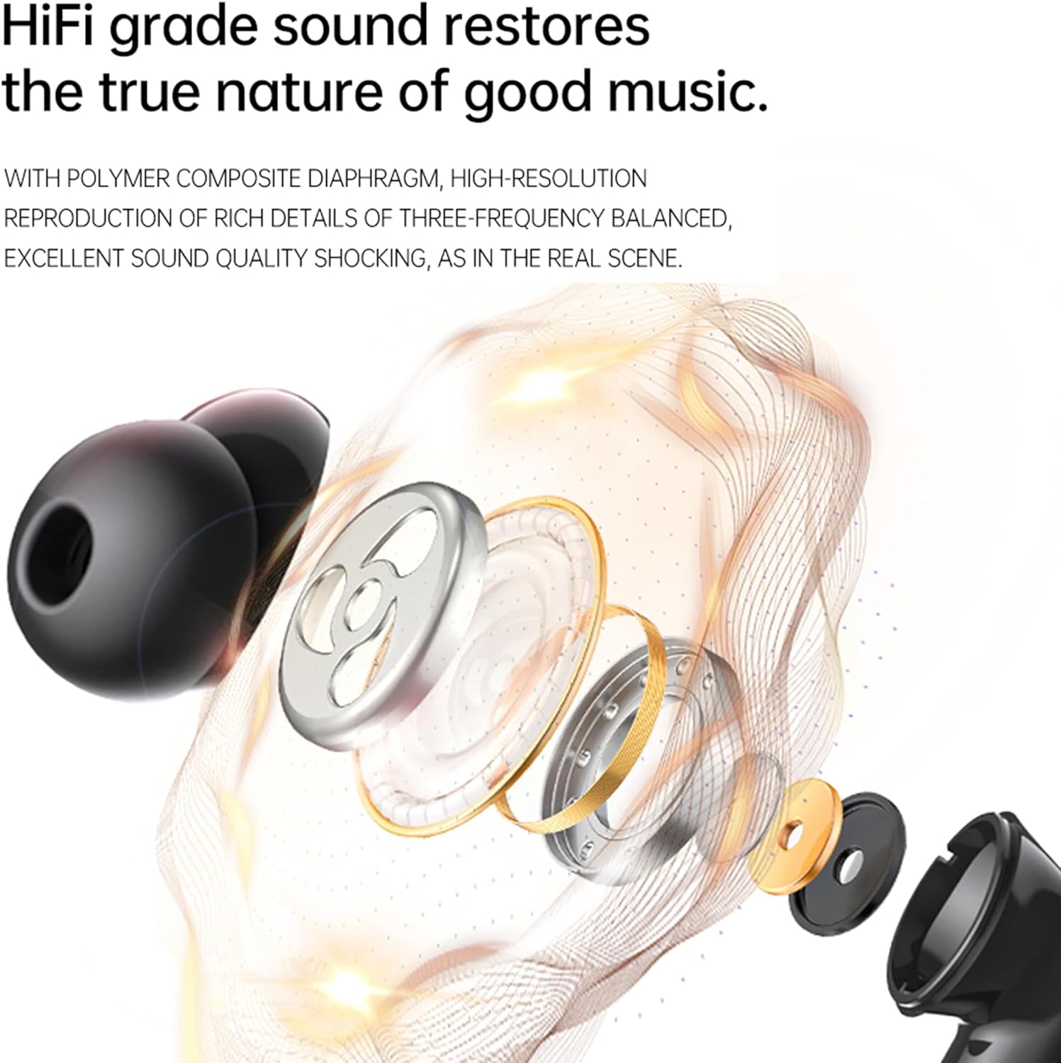 AI Real-Time Translation Earbuds,Wireless Earbuds,144 Languages Ear Buds,Two-Way Translator Earbuds, Bluetooth Headphones, Ear pods Wireless,HD Sound Translating Earbuds for Travel, JM21 Black