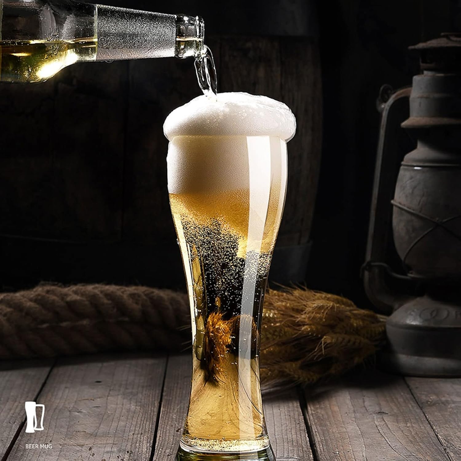 Drinking Glass Large 6-Piece Beer Glass Cup Set 16oz Creative Beer Whiskey Juice Glassware Lead-Free Large-Capacity Clear Glass Set Glasses