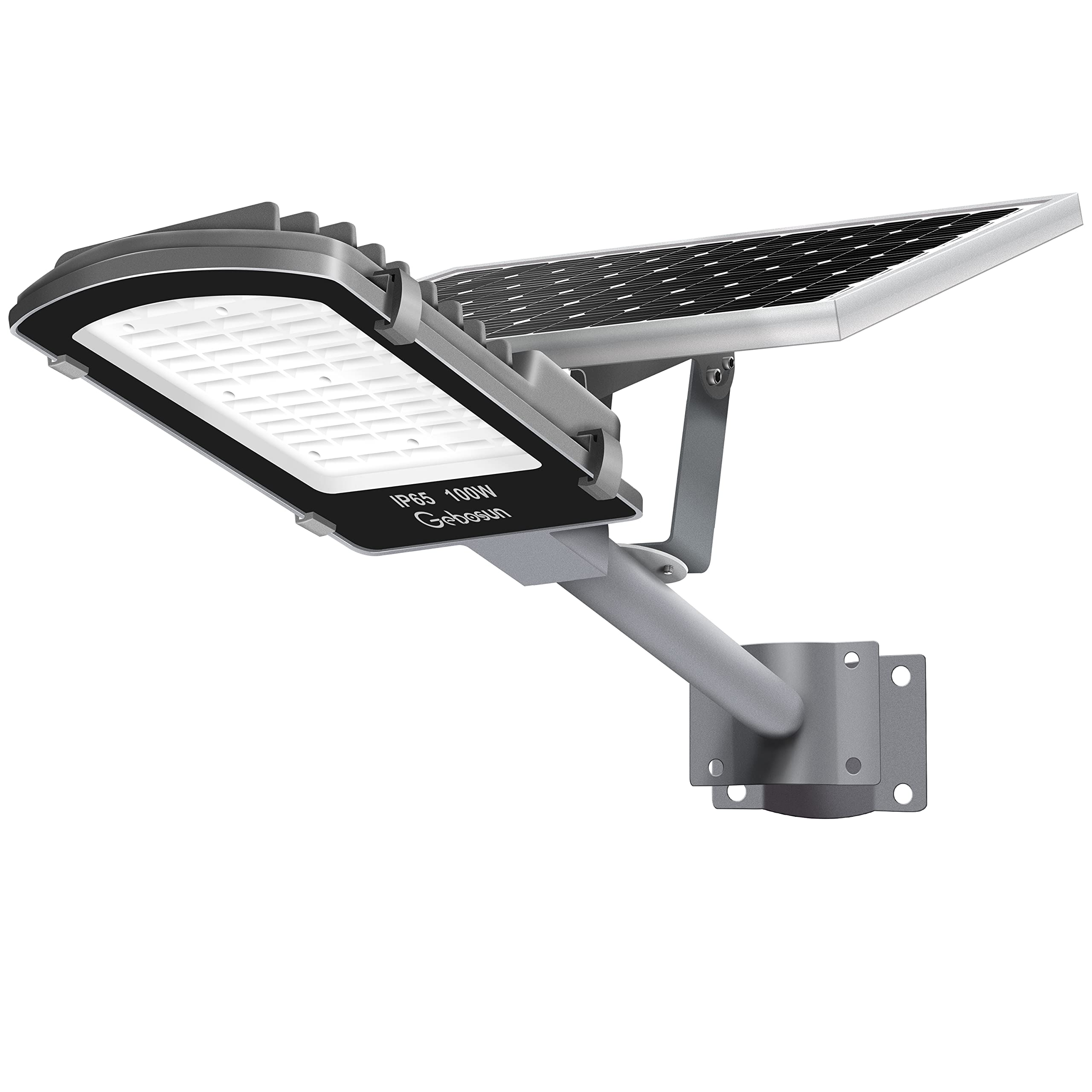 Photo 1 of Gebosun LED Solar Flood Outdoor Street Lights, IP65 Waterproof Dusk to Dawn Security Area Light, 6000K for Yard, Garden, Warehouse, Swimming Pool, Pathway, Basketball Court (100W) 100.0 Watts