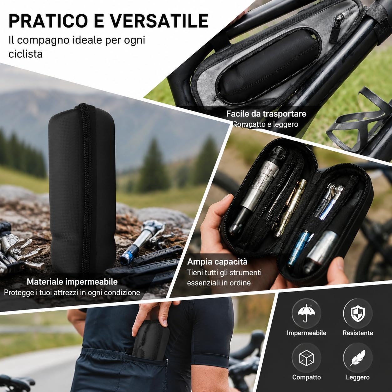 VGEBY Trousse à Outils de réparation, Sac de Maintenance pour vélo, boîte de Rangement d'outils étanches pour Bouteille Multifonctions de Petite Taille