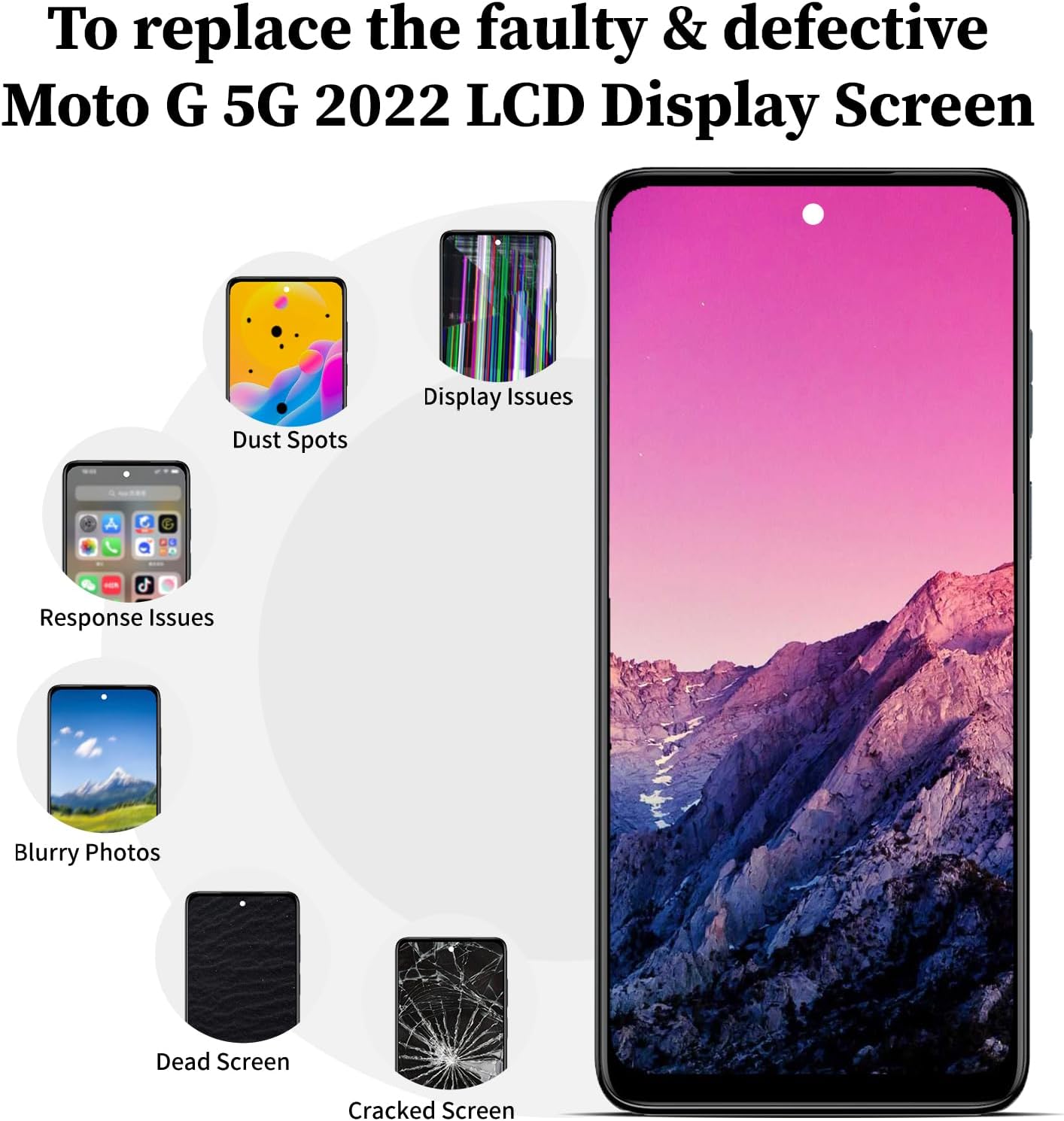 for Moto G 5G 2022 Screen Replacement with Frame G 2022 XT2213-1 XT2213-3 XT2213DL LCD Touch Display Digitizer Assembly Repair Tool Kits 6.5 inch