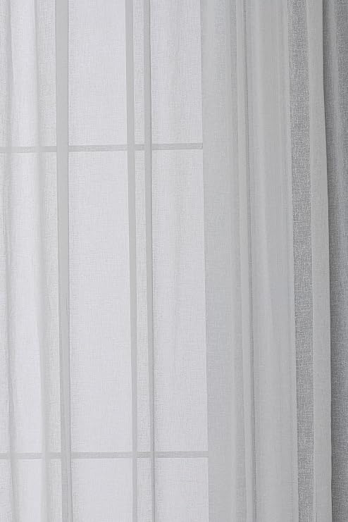 Gauze Fabric Design Linen Plus Tulle Curtain (Ecru, 250 x 260)