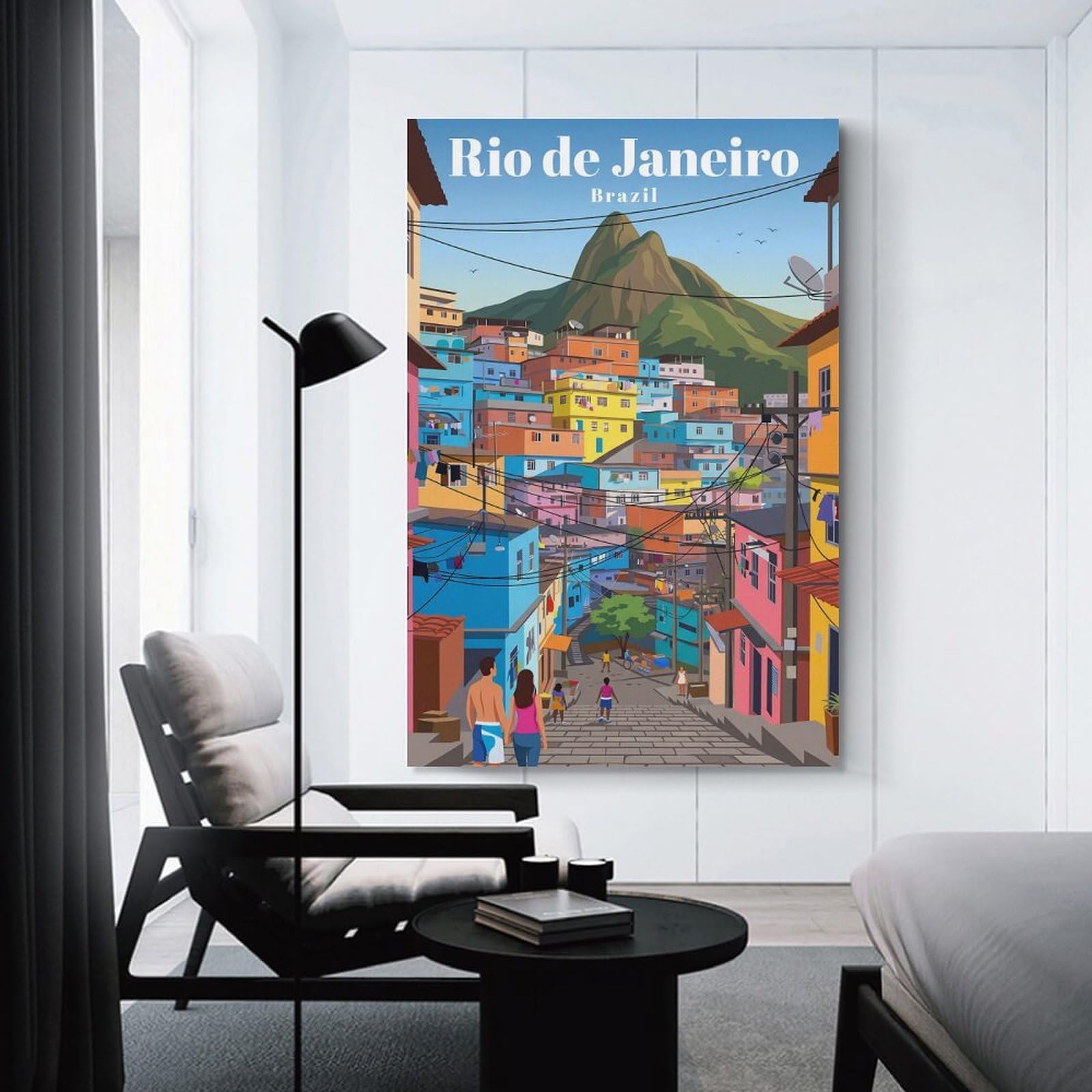 Junmoney Rio De Janeiro Favelas Wall Art Print, 24x36inch(60x90cm), for Entrance Spaces, Stair Walls Or Halls, Home Artwork for First Impressions