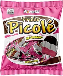 Pirulito Picolé Napolitano C/50 Unidades Pacote com 550g Florestal