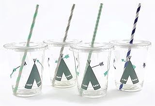 Stesha Party Mint Navy Grey Wild One Tribal Birthday Disposable Cups (12 Set)