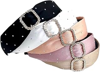 Luxury Crystal Headbands Set, 6 Pieces, Black, Silver, Pink, Beige, Rhinestone Embroidery