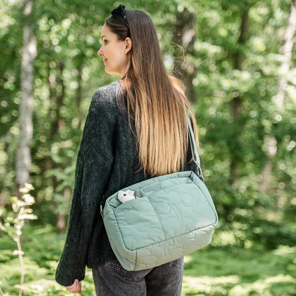 Done by Deer Borsa fasciatoio per passeggino, borsa per pannolini, impermeabile, con fasciatoio, tracolla e gancio per passeggino, in poliestere riciclato, 35 × 15 × 23 cm, 12 l
