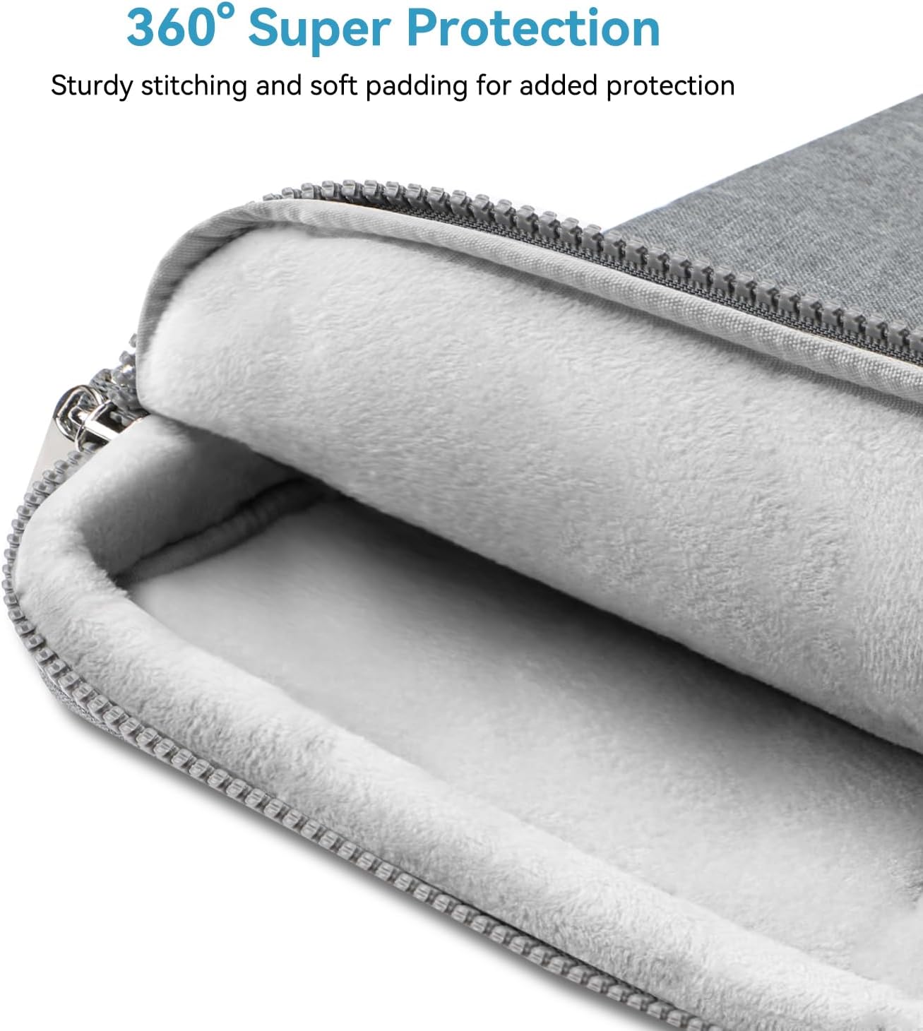 LANDICI 360° Protective Laptop Bag Case 14-15 Inch with Shoulder Strap & Handle, Waterproof Computer Sleeve Cover for MacBook Air/Pro 15, Chromebook 14, Slim Briefcase for Men Women, Grey - Image 3