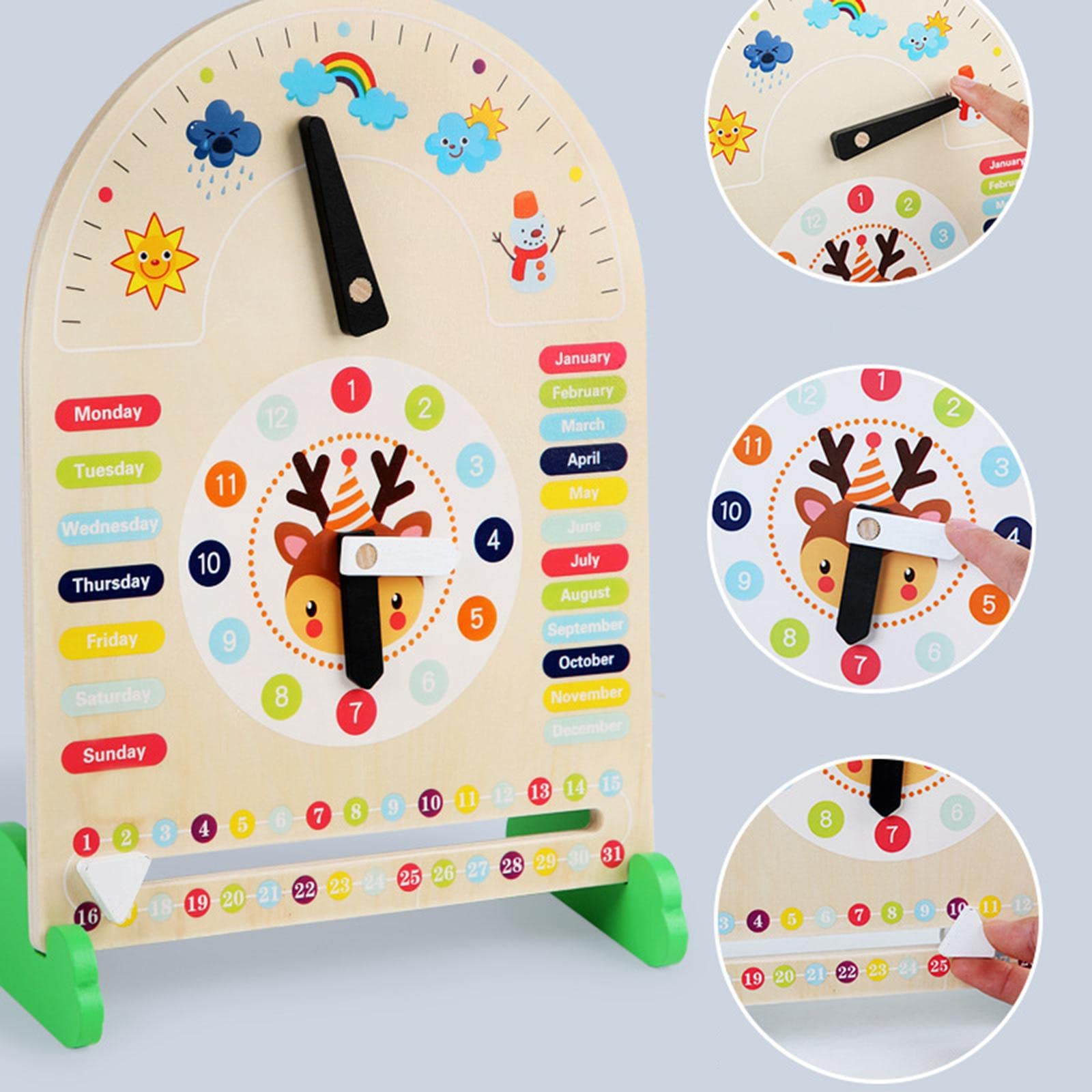 Juego de 2 relojes de educación preescolar, temporada meteorológica, reloj de aprendizaje para niñas y niños pequeños tipo 2