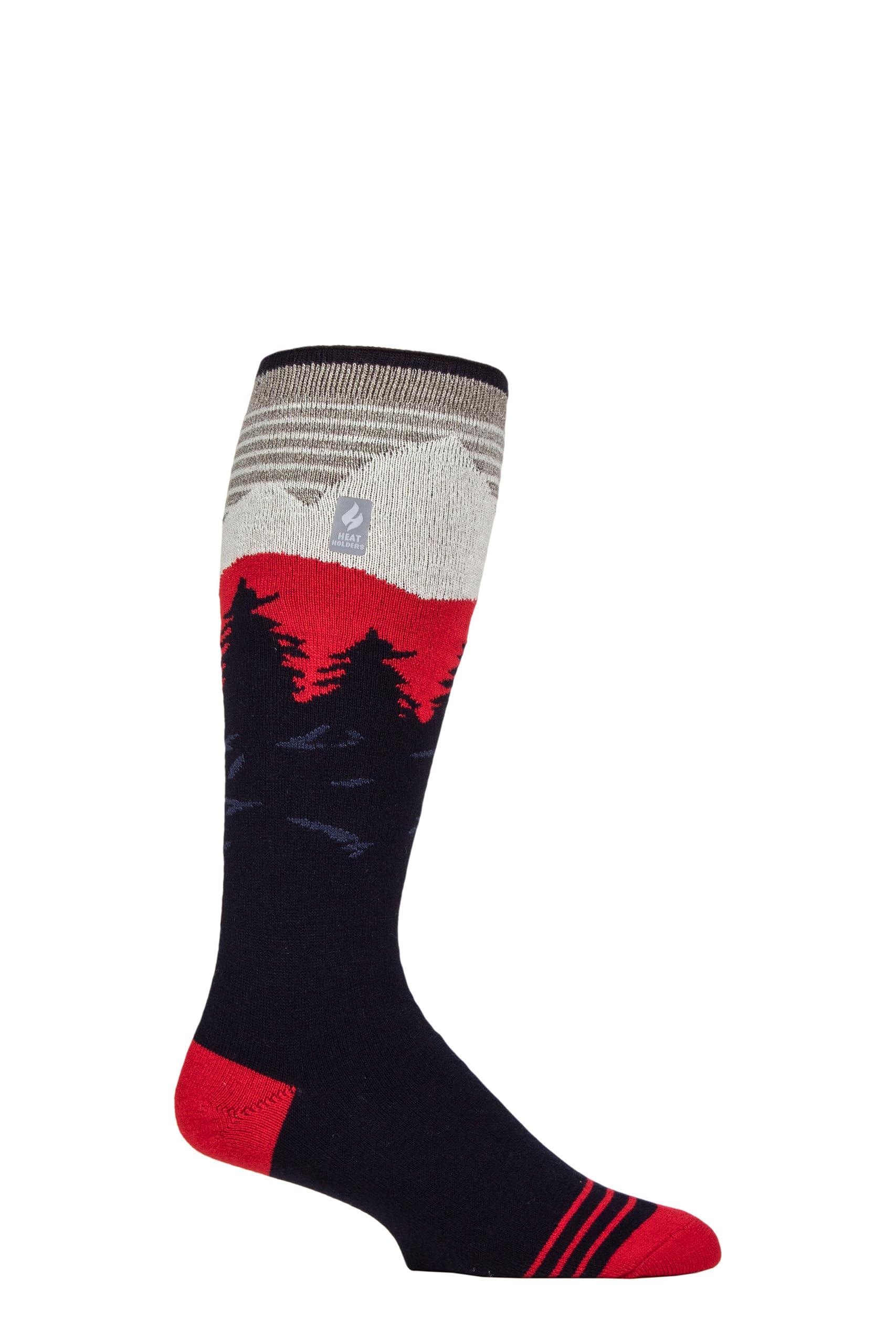 HEAT HOLDERS SOCKSHOP Mens 1.0 TOG Slalom Adventure Ultra Lite Ski Socks Pack of 1 (UK, Numeric, 6, 11, Regular, Regular, Mountain Scape Navy)