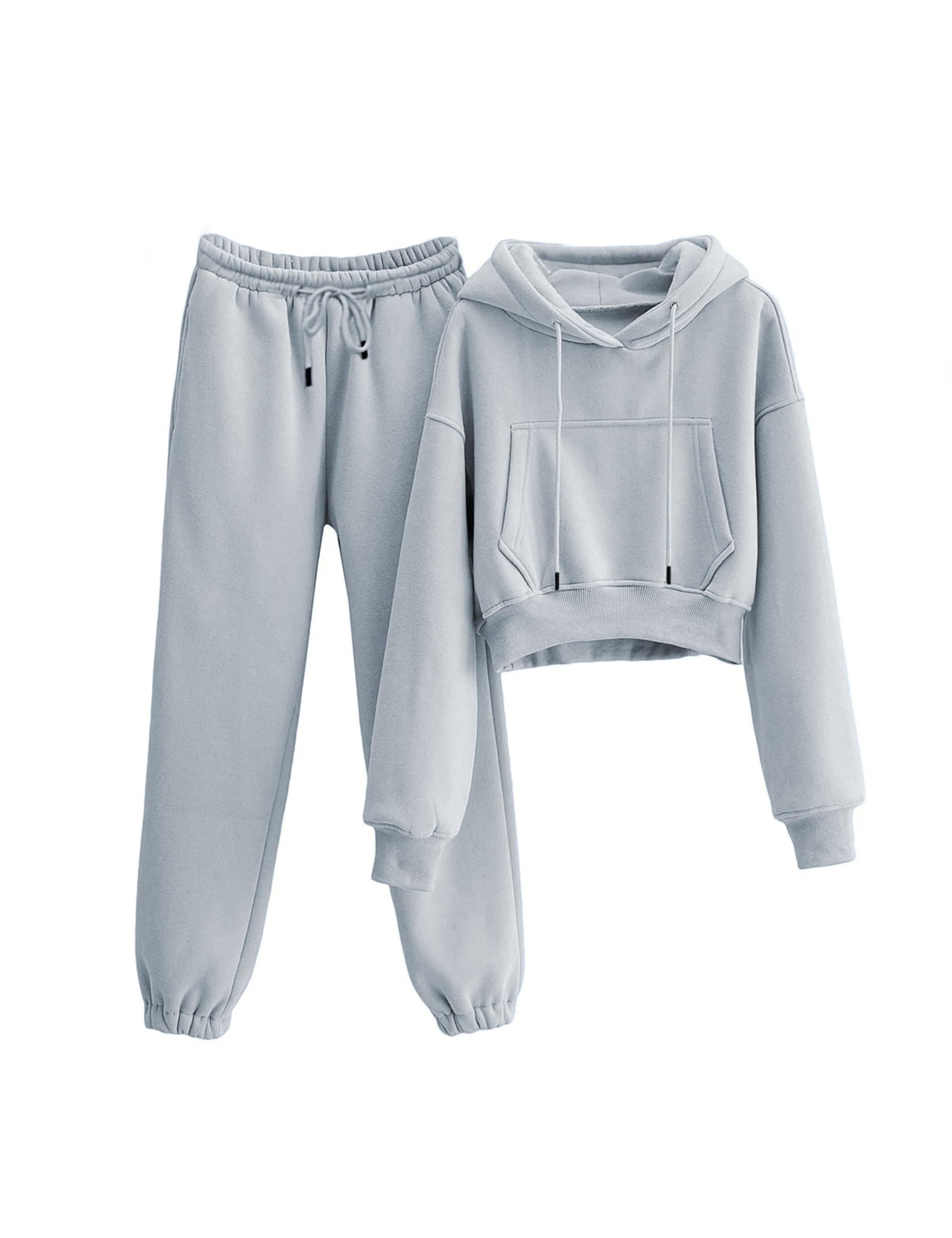 LTSCNRM Conjunto de 2 piezas para mujer, sudadera con capucha de forro polar y bolsillos para pantalones deportivos