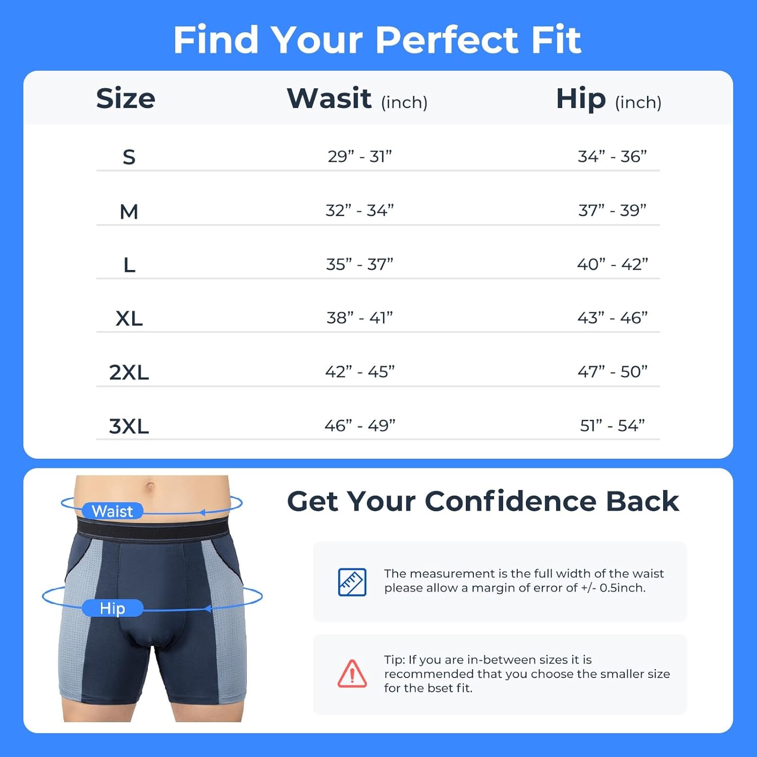 Incontinence Underwear for Men Washable 80ML Reusable Mens Incontinence Underwear for Bladder Leak Protection Leak Proof Underwear for Men Urinary Incontinence Boxer Shorts (4 Blue, L) - Image 5