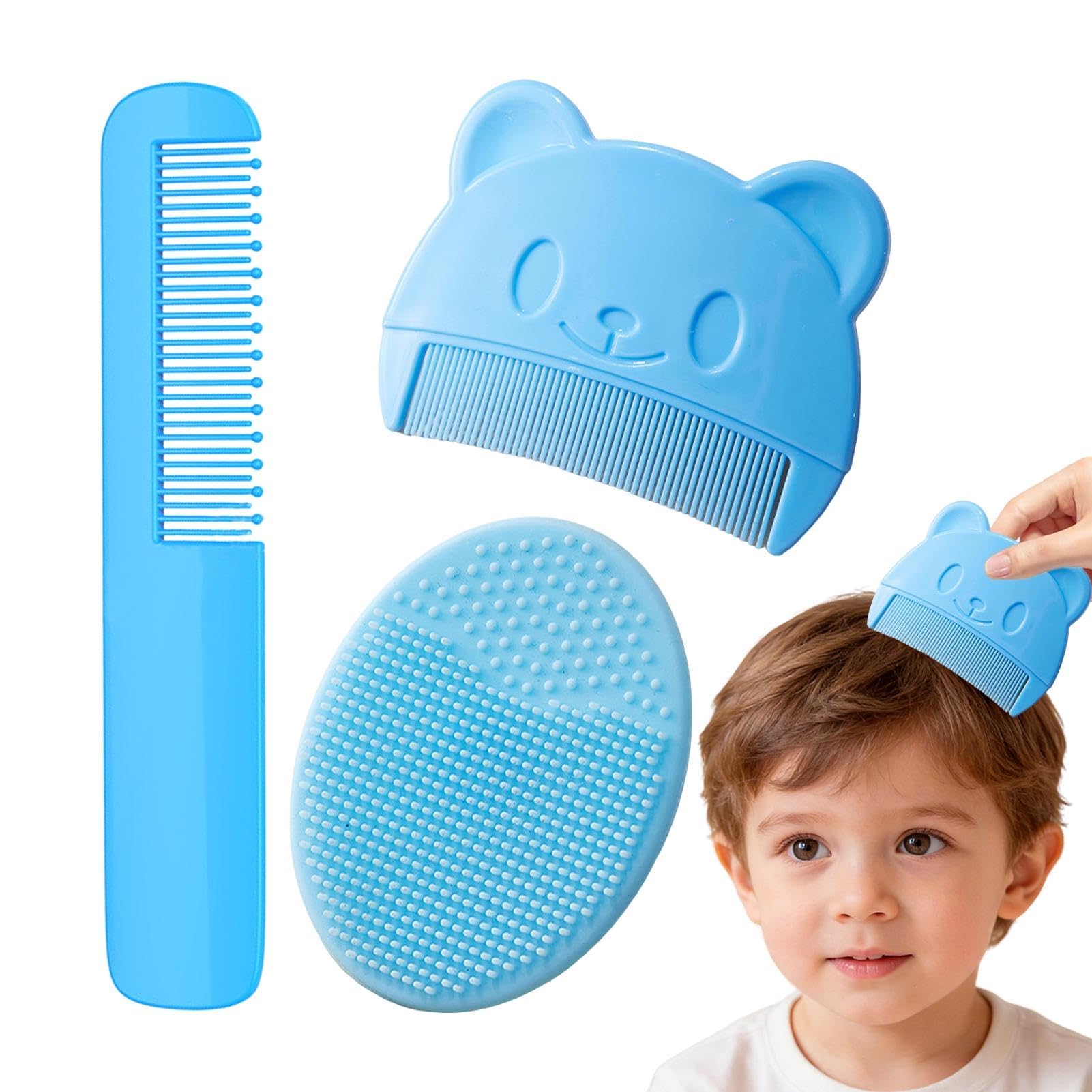 3Pcs Baby Bath Brush Cradle Cap Brush and Comb, Baby Comb Hair for New Born, Baby Comb, Soft Massage Grooming Set, Hair Brush for Newborns & Toddlers-image-9