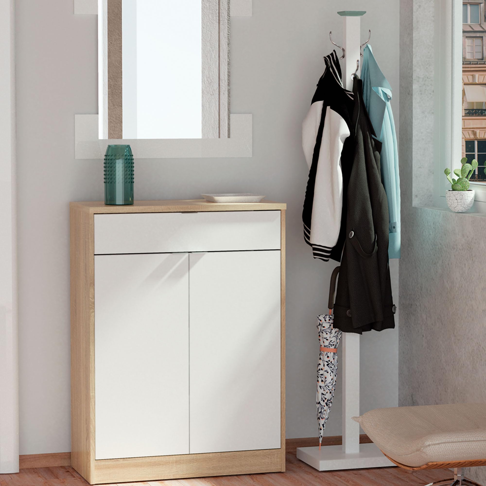 Briebe Scarpiera Harmony 4 Ante Rovere Gold – Contiene 20 Paia, 96x101x33 Cm Per Corridoio
