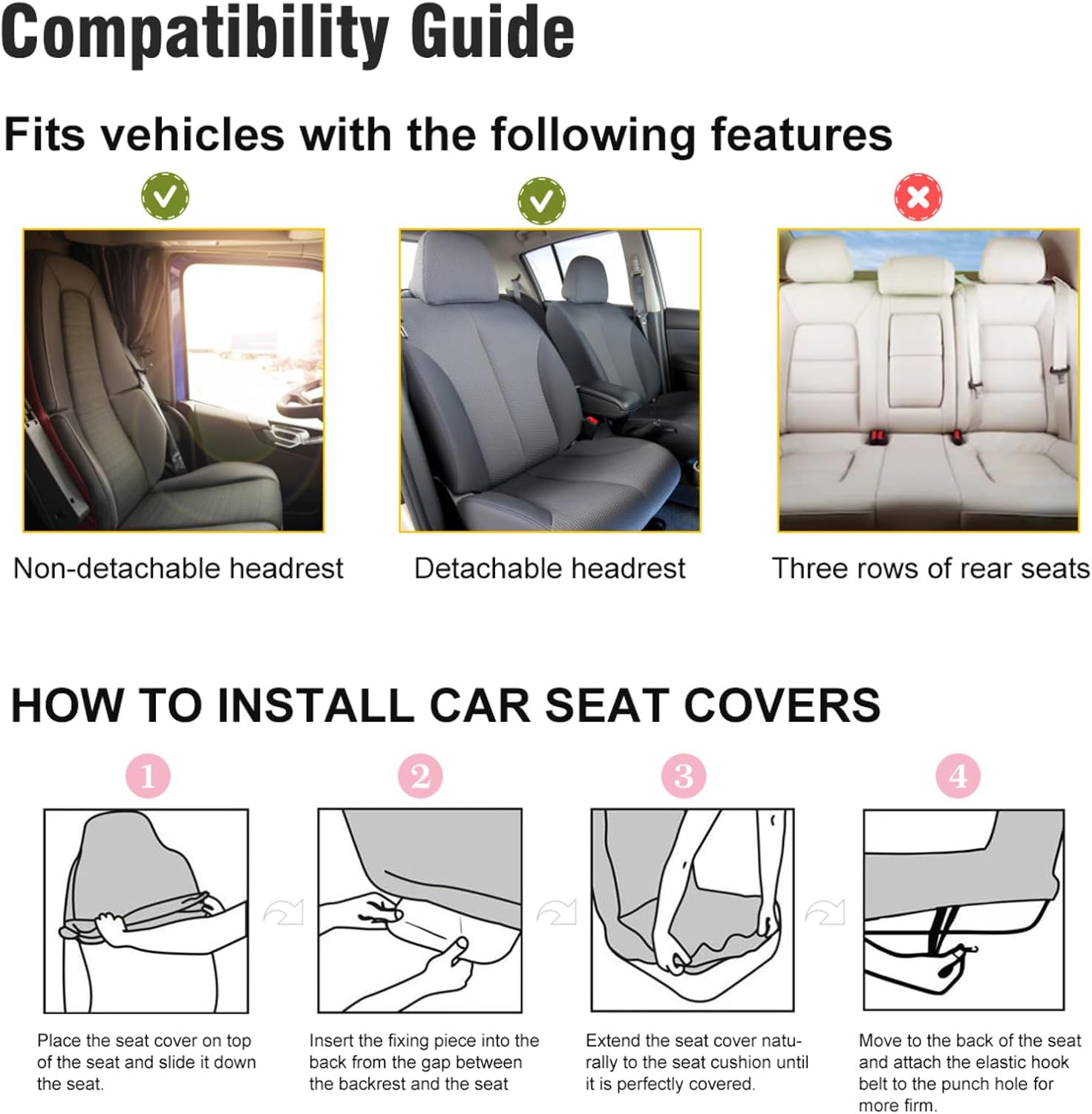 1 Pack Car Seat Covers Vintage Books Print, Universal Fit Patterned Automotive Seats Protectors with Back Pocket