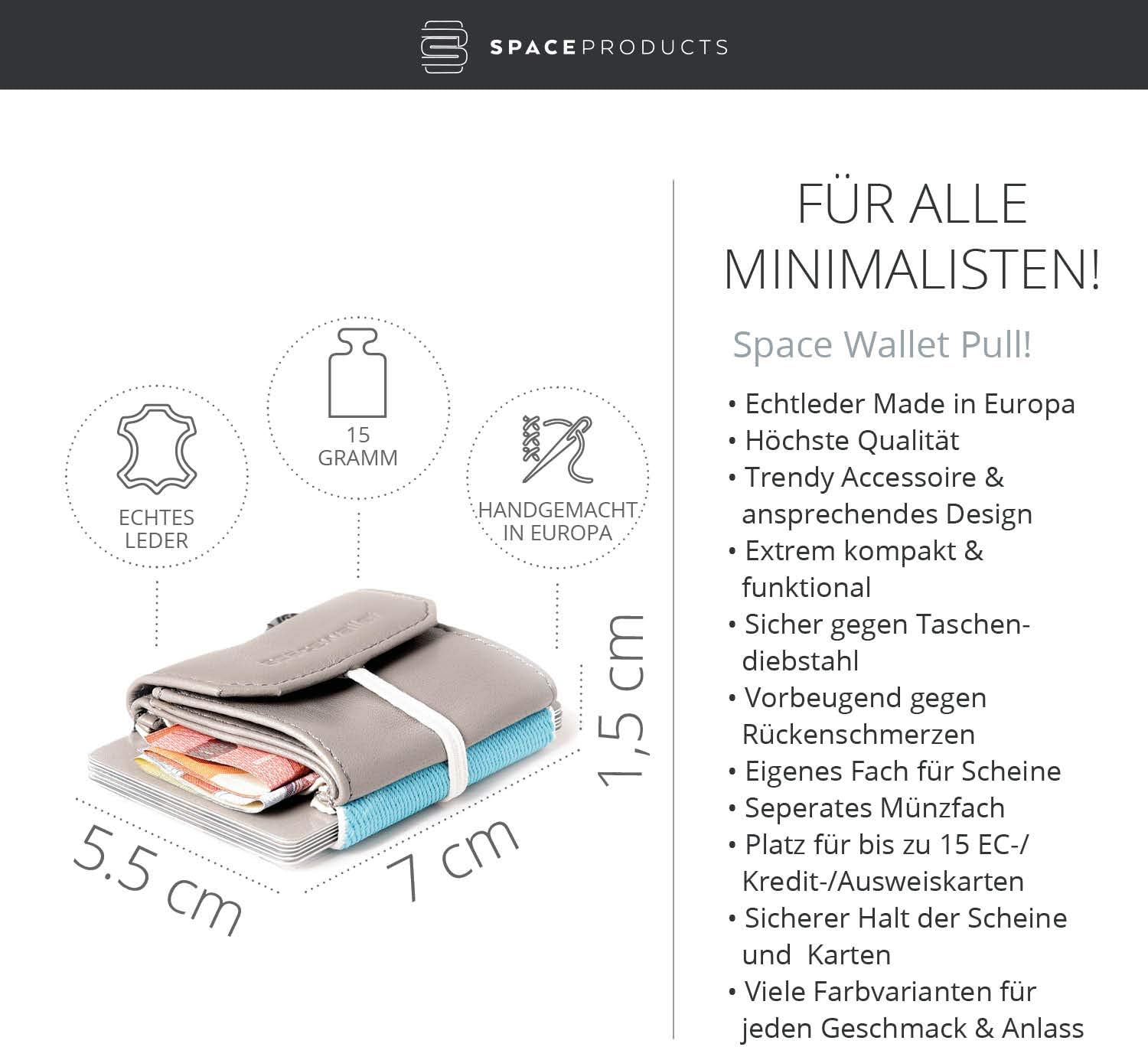 Space Wallet Pull Mini Leather Wallet, Up to 15 Credit Cards/EC Cards in Card Compartment + Coin Pocket + Note Compartment - Image 5