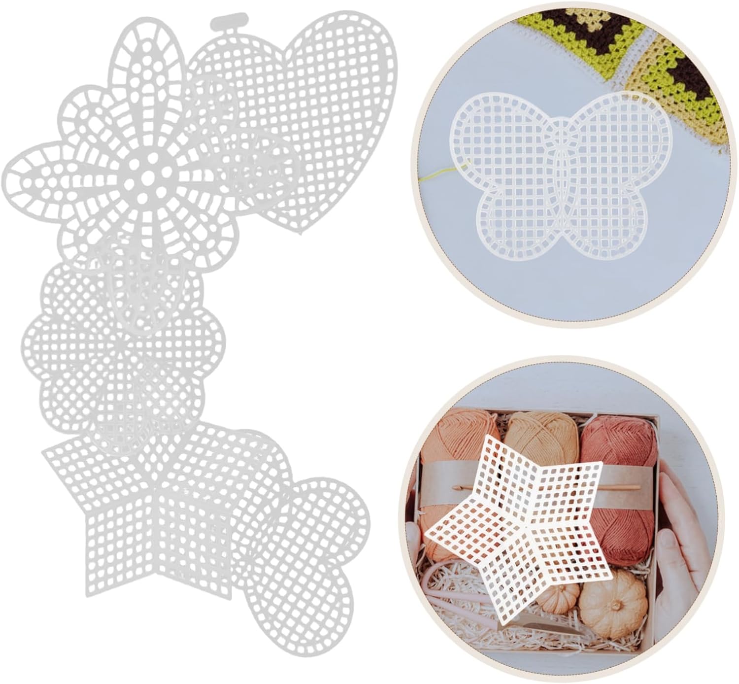 ULDIGI 25pcs Plastic Mesh Craft for Embroidery Projects Includes Heart Butterfly Shapes for Cross Knitting and Family Crafting Activities