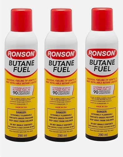 Ronson - Combustible de butano universal, paquete de 3 unidades, 9.8 fl oz (5.73 onzas)