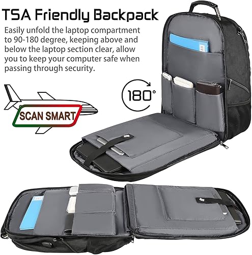 Miniatura 4 de Mochila para laptop de 18.4 pulgadas para hombre, 55L-60L, extra grande, para videojuegos, con puerto de carga USB, bolsillo antirrobo aprobado por