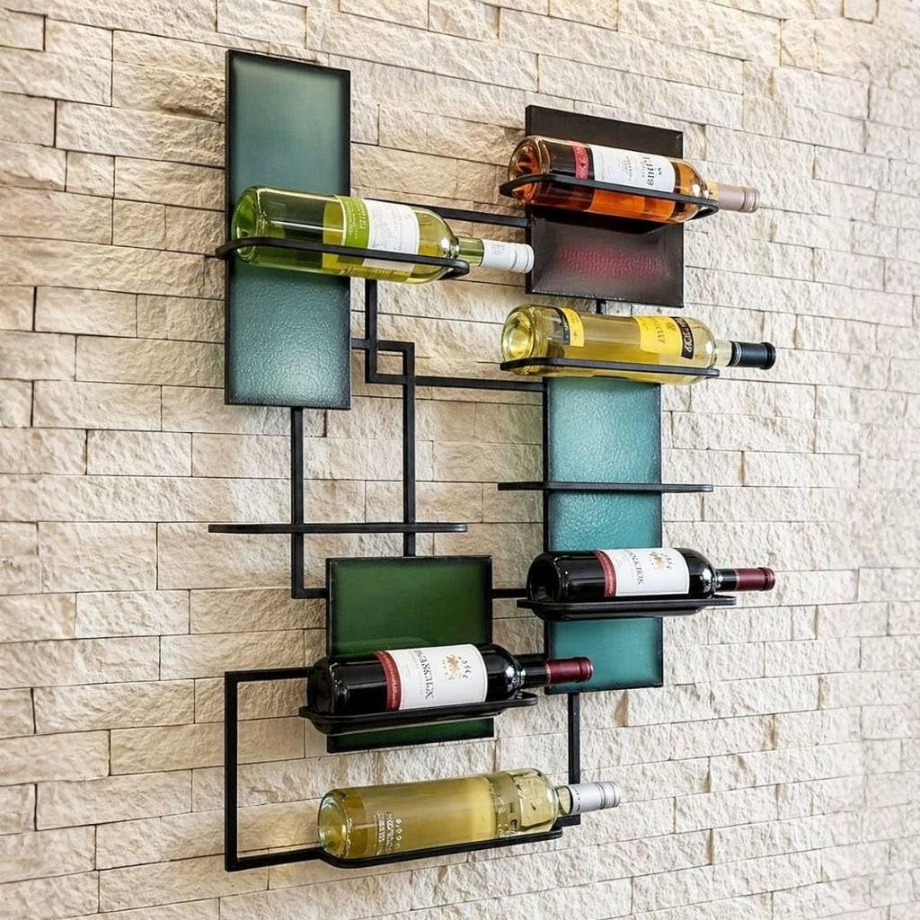 DanDiBo Botellero de pared de metal negro 8 botellas estrecho 96618 diseño moderno botellero