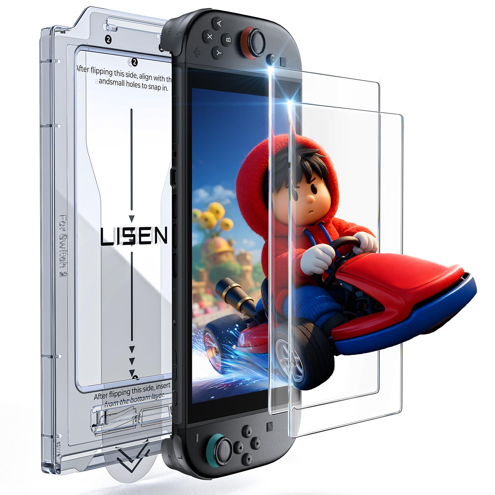 Amazon.co.jp: LISEN 対応 Switch 2 反射低減 強化ガラスフィルム【2枚