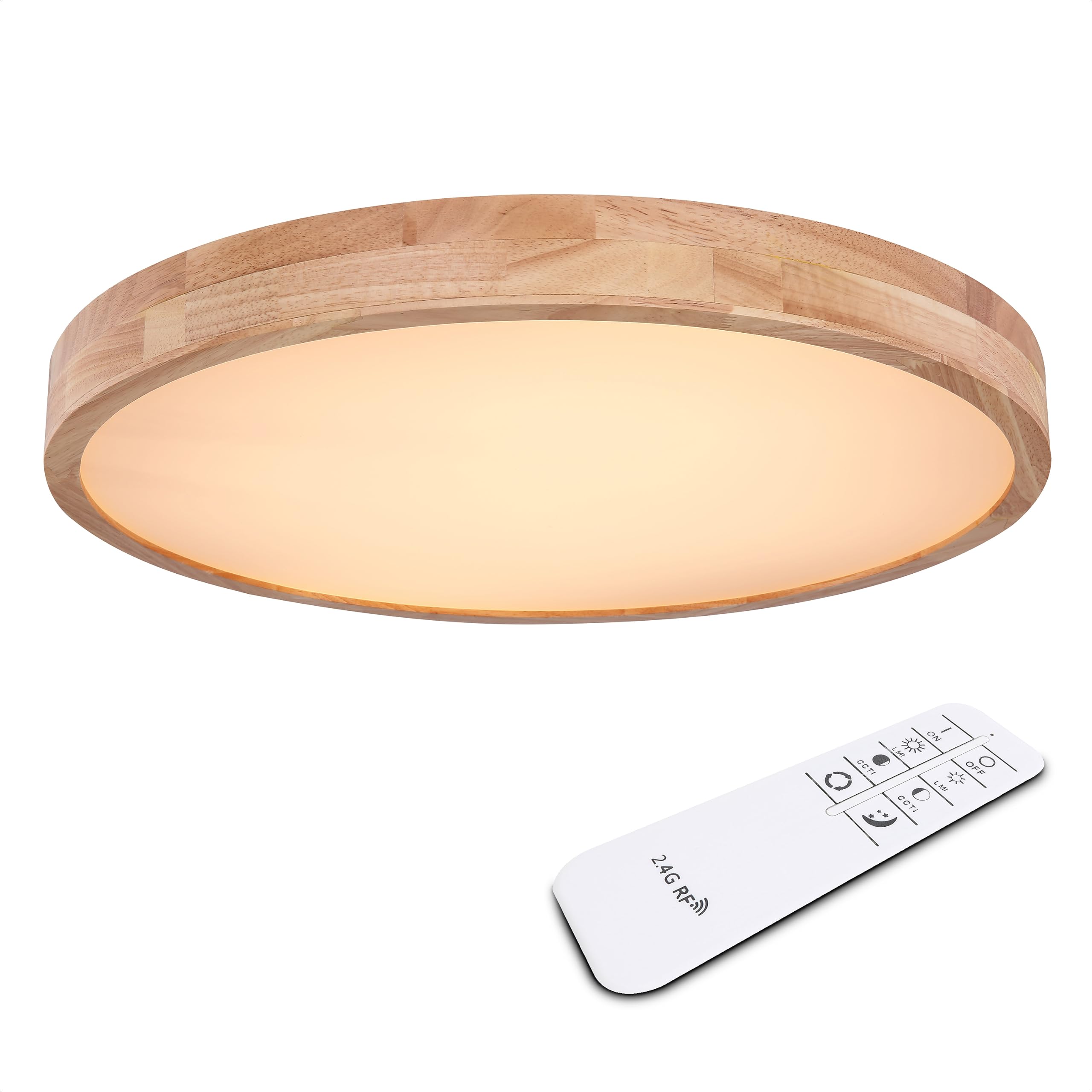 LED Ess Wohn Schlaf Zimmer Leuchten Dimmbar Holzoptik Decken Lampe