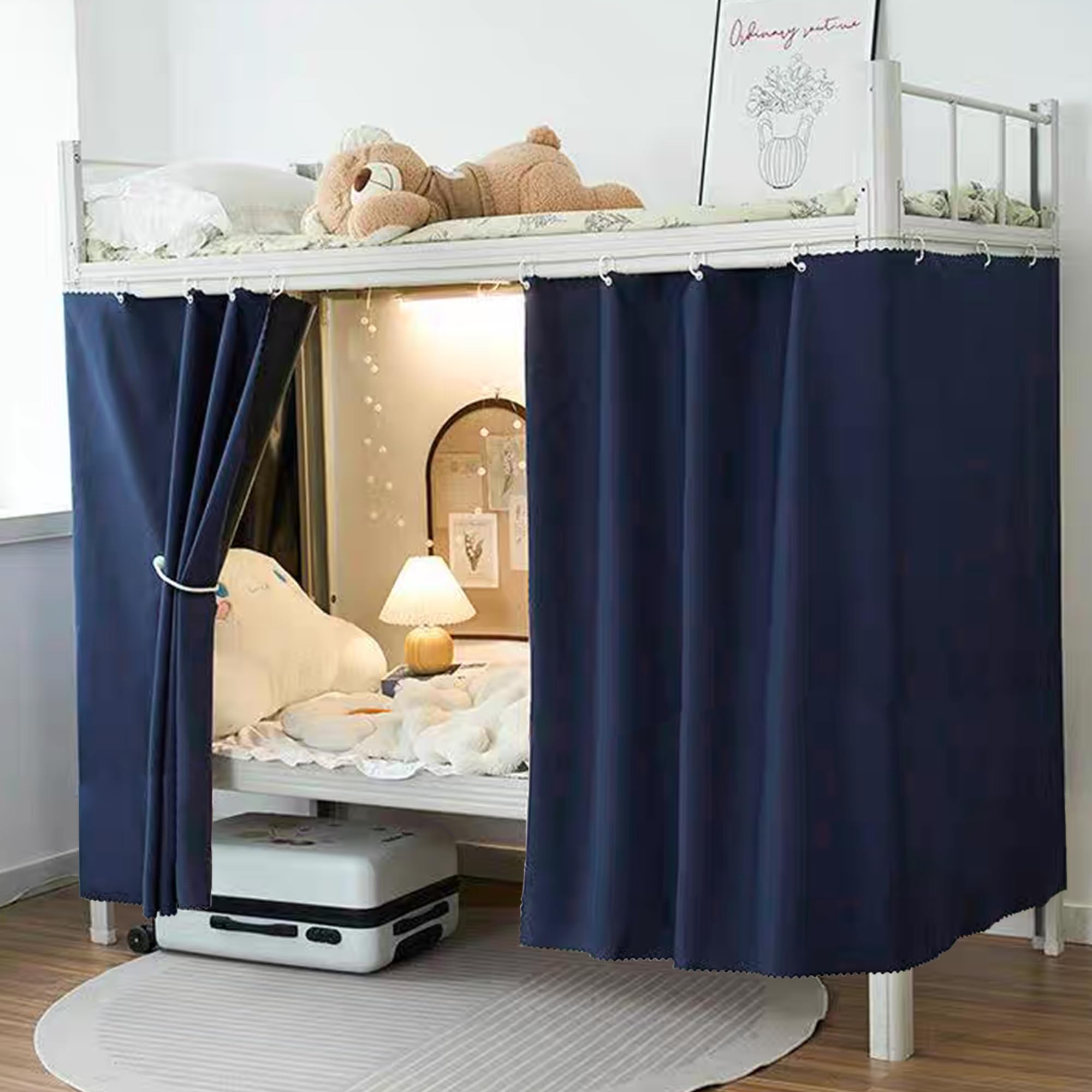 Aisi Bunk Bed Curtains Dorm Room Privacy Canopy Blackout Bunk Bed Drapes for Bottom Bunk Bed, Blue-2panels, 150 x 200 cm - Image 2