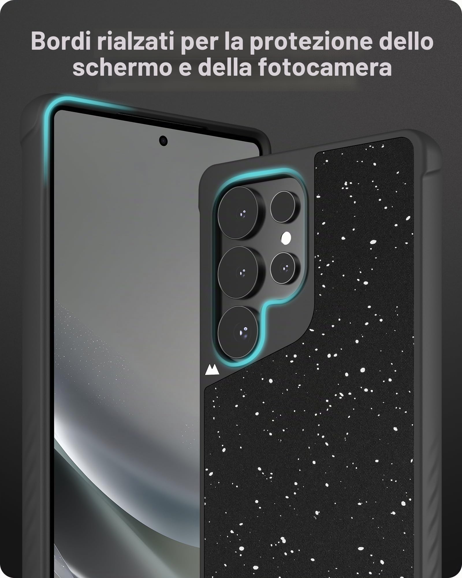 Mous per Samsung Galaxy S25 Ultra Cover Compatibile con MagSafe - Limitless Tessuto Nero Screziato