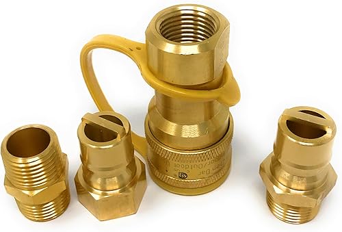 Kit de conector de conexión y desconexión rápida de gas QDD LP de 12 pulgada 18654 Cubierta antipolvo de latón macizo de 12 pulgada NPT macho x