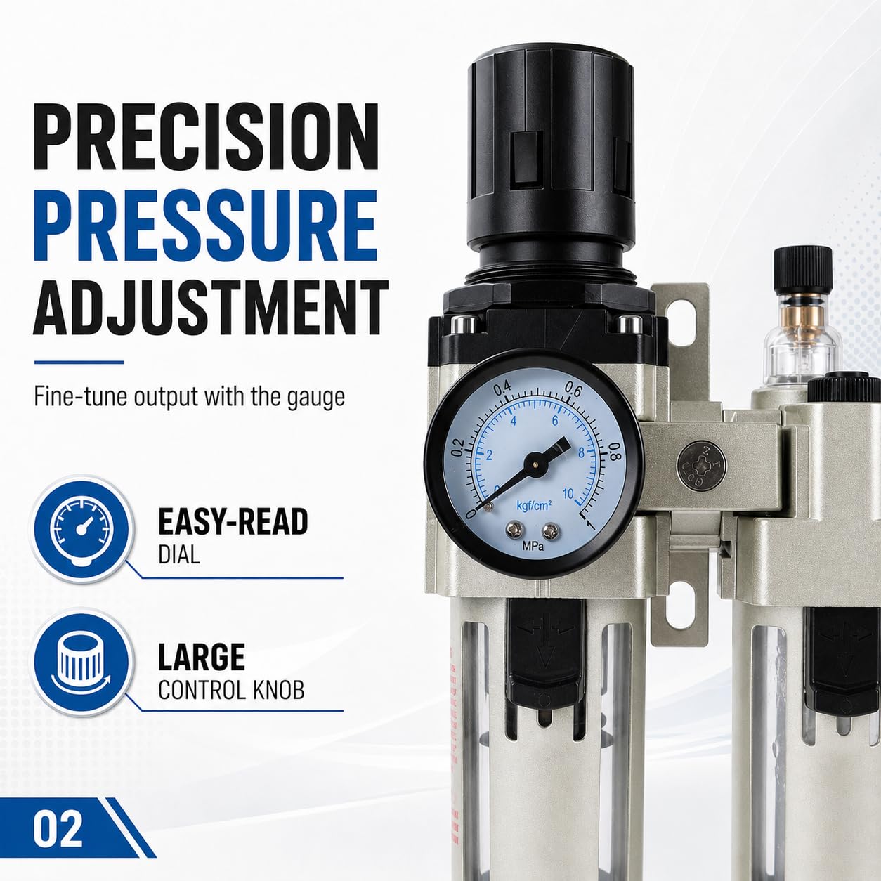 Regolatore Filtro Compressore d'Aria 3/8" ORAZIO Industriale Trappola di Umidità Dell'acqua Separatore d'Olio Lubrificatore per Utensili Pneumatici e pistole a spruzzo di vernice