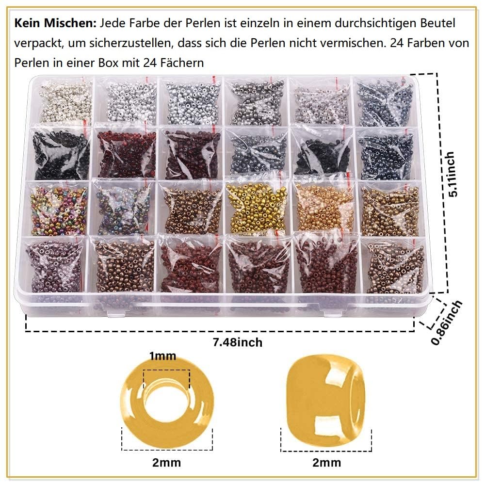 Prettme 16800 Pieces 2 mm Beads for Threading 12/0 Seed Beads for Bracelets Bracelets Making Yourself - Image 4