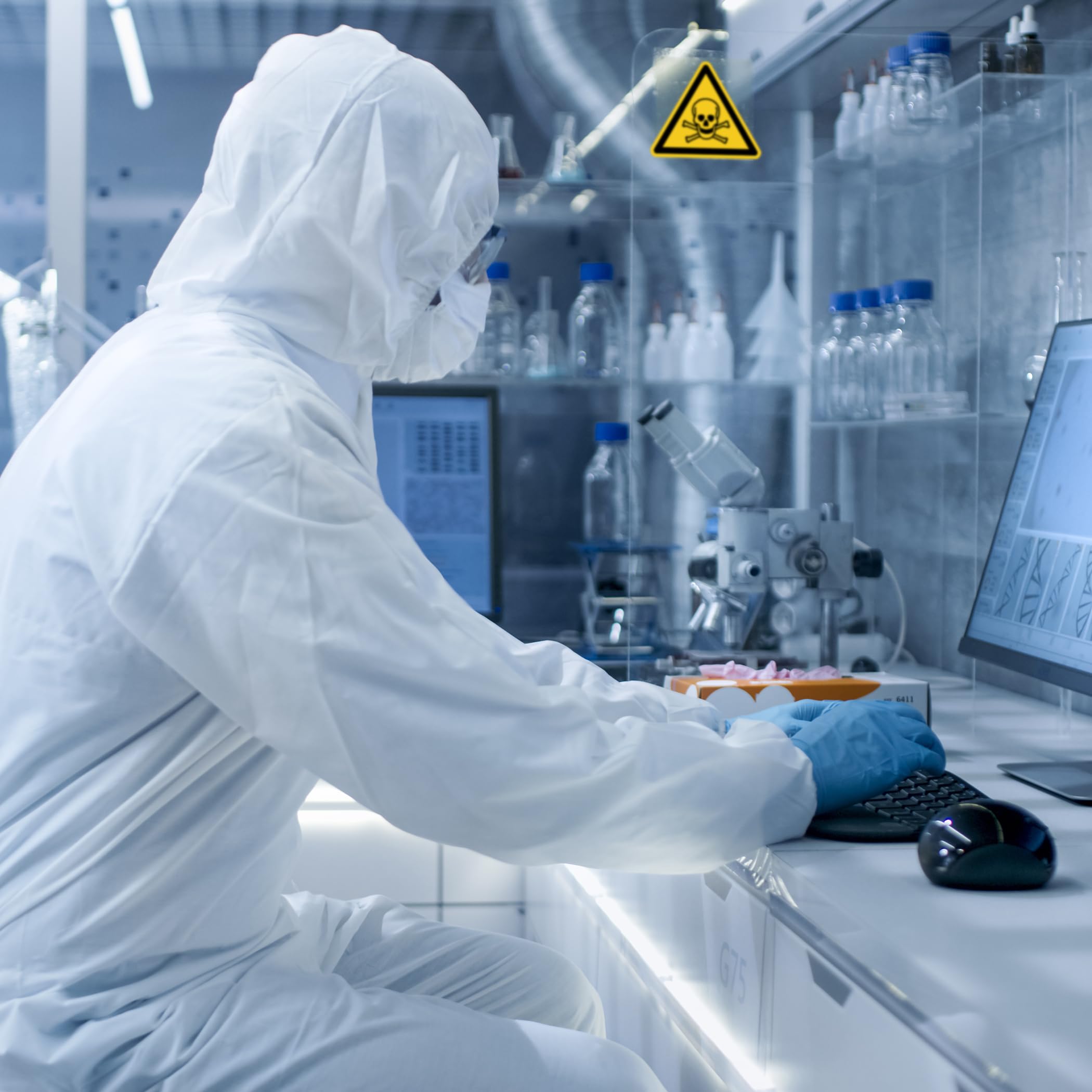 Señal de advertencia de sustancias tóxicas según la norma DIN EN ISO 7010 ASR A1.3 – Material peligroso símbolo calavera pegatinas de advertencia autoadhesivas para laboratorio químico