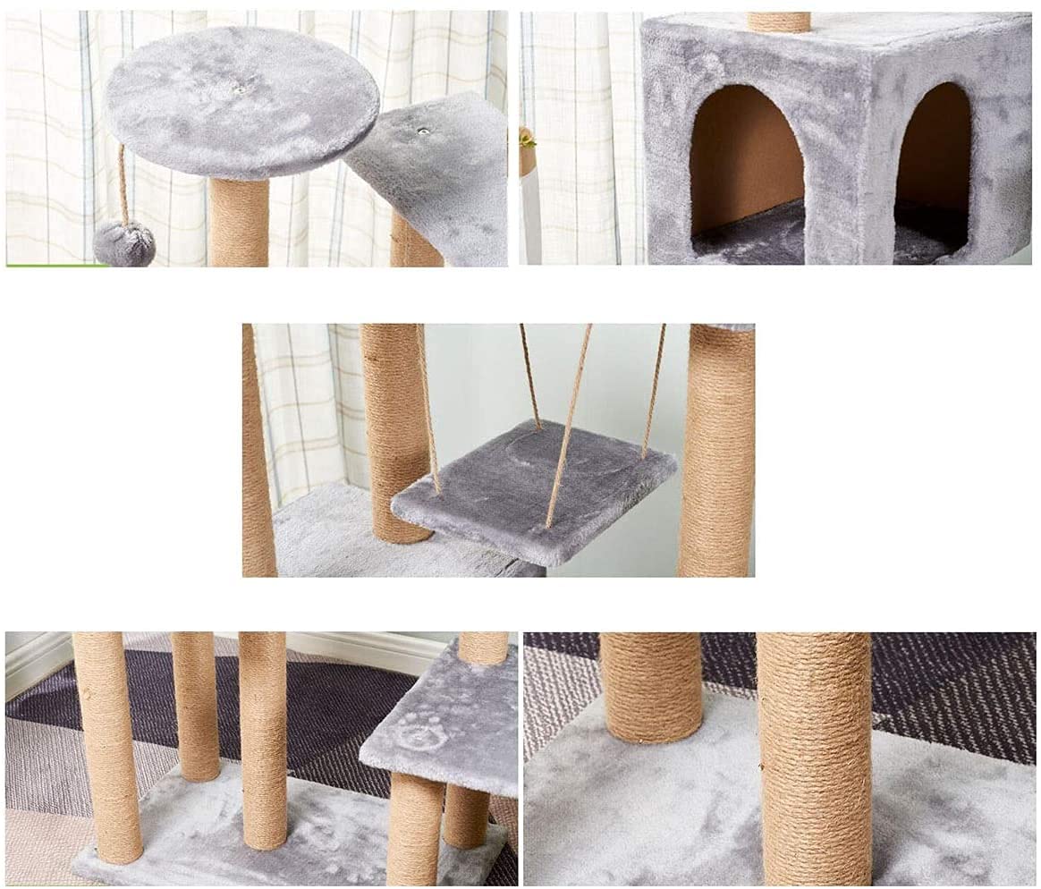 Tiragraffi con tiragraffi Rivestito in sisal, Centro attività per Gattini in Piedi con condominio, Amaca Morbida e Palla penzolante (51,2 Pollici)