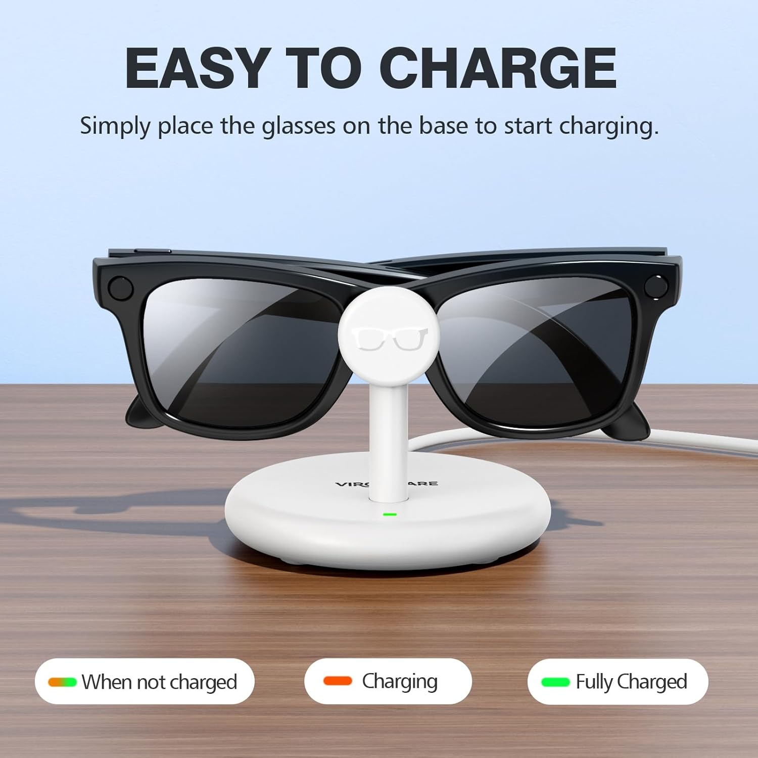 R1 Charger Stand for Meta Ray-Ban Smart Glasses (Wayfarer/Headliner/Skyler Gen1/2) & Oakley Meta HSTN, USB-C Charging Dock with 5 Protection