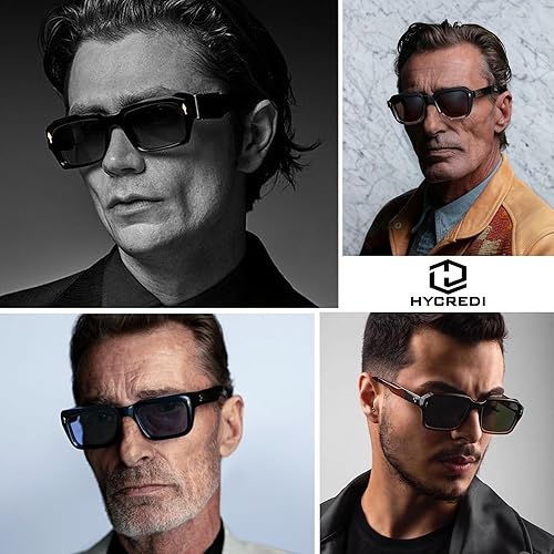 Miniatura 2 de Hycredi Gafas de sol cuadradas para hombres y mujeres, rectángulos, gruesos, color negro, UV400