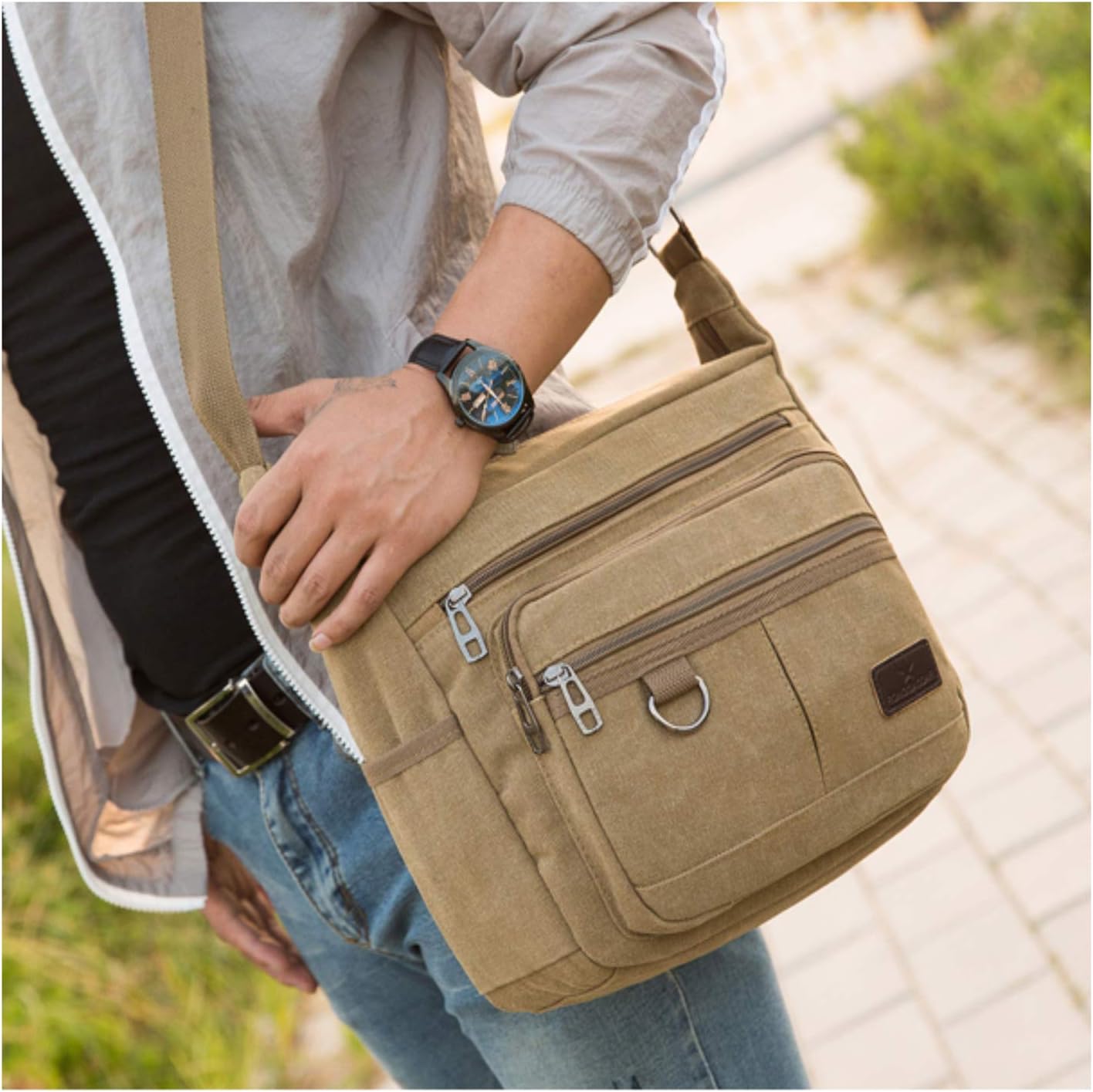 Rfid Crossbody Messenger Bag with Water Bottle Holders, 13 inch Laptop Shoulder Bag, Sling Satchel Purse w/Built-in Wallet - Image 2